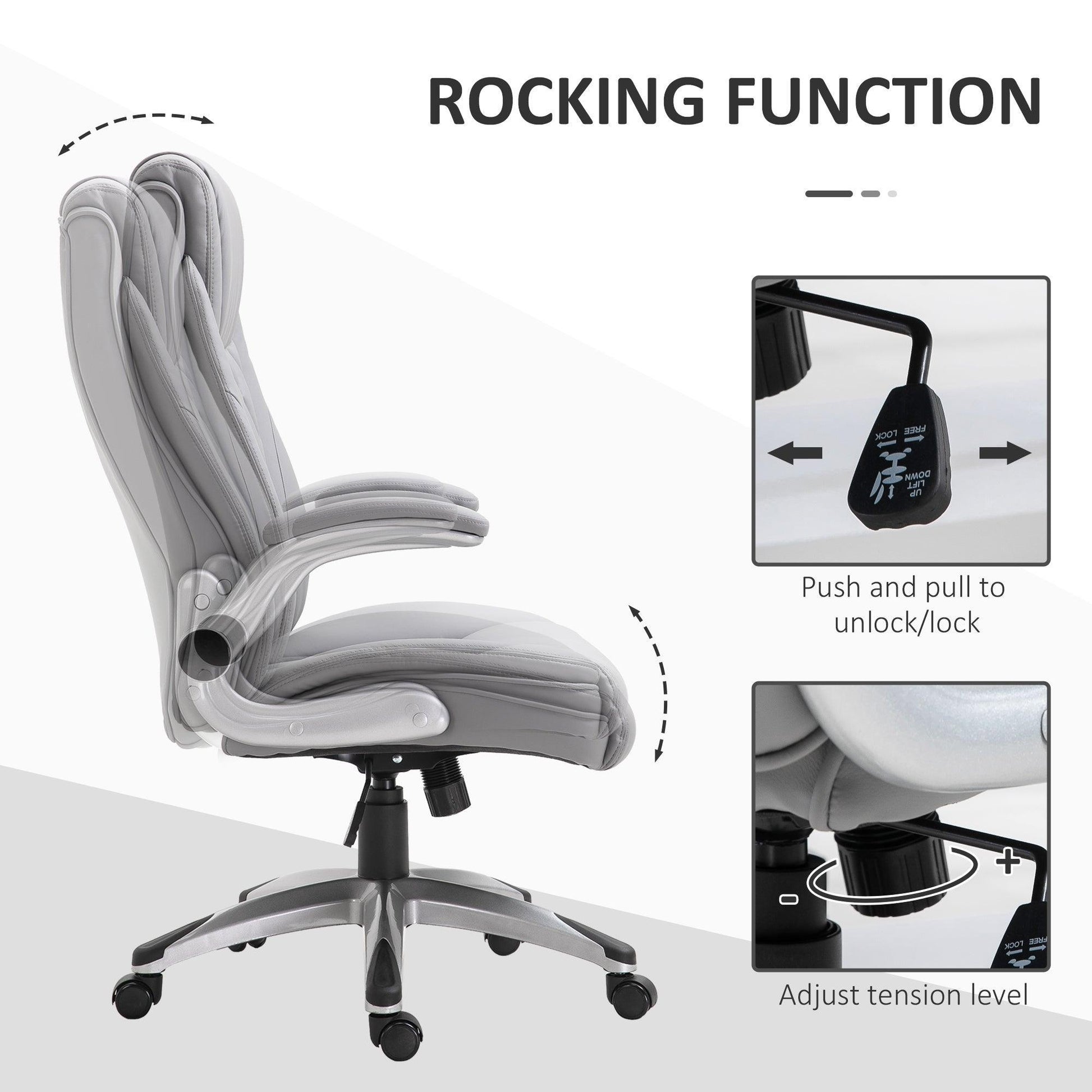 Vinsetto Grey Executive Swivel Chair with Armrests - ALL4U RETAILER LTD