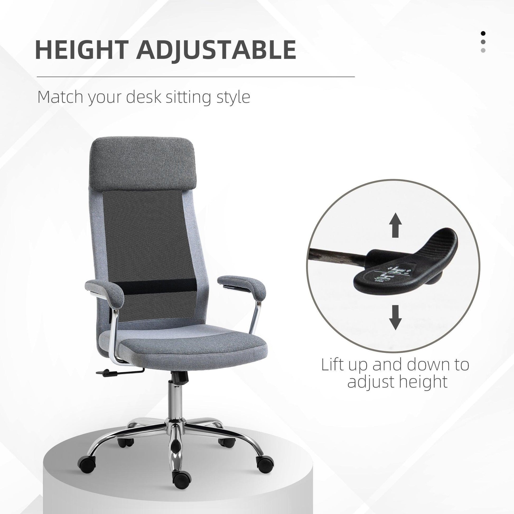 Vinsetto Grey Mesh High Back Office Chair - ALL4U RETAILER LTD