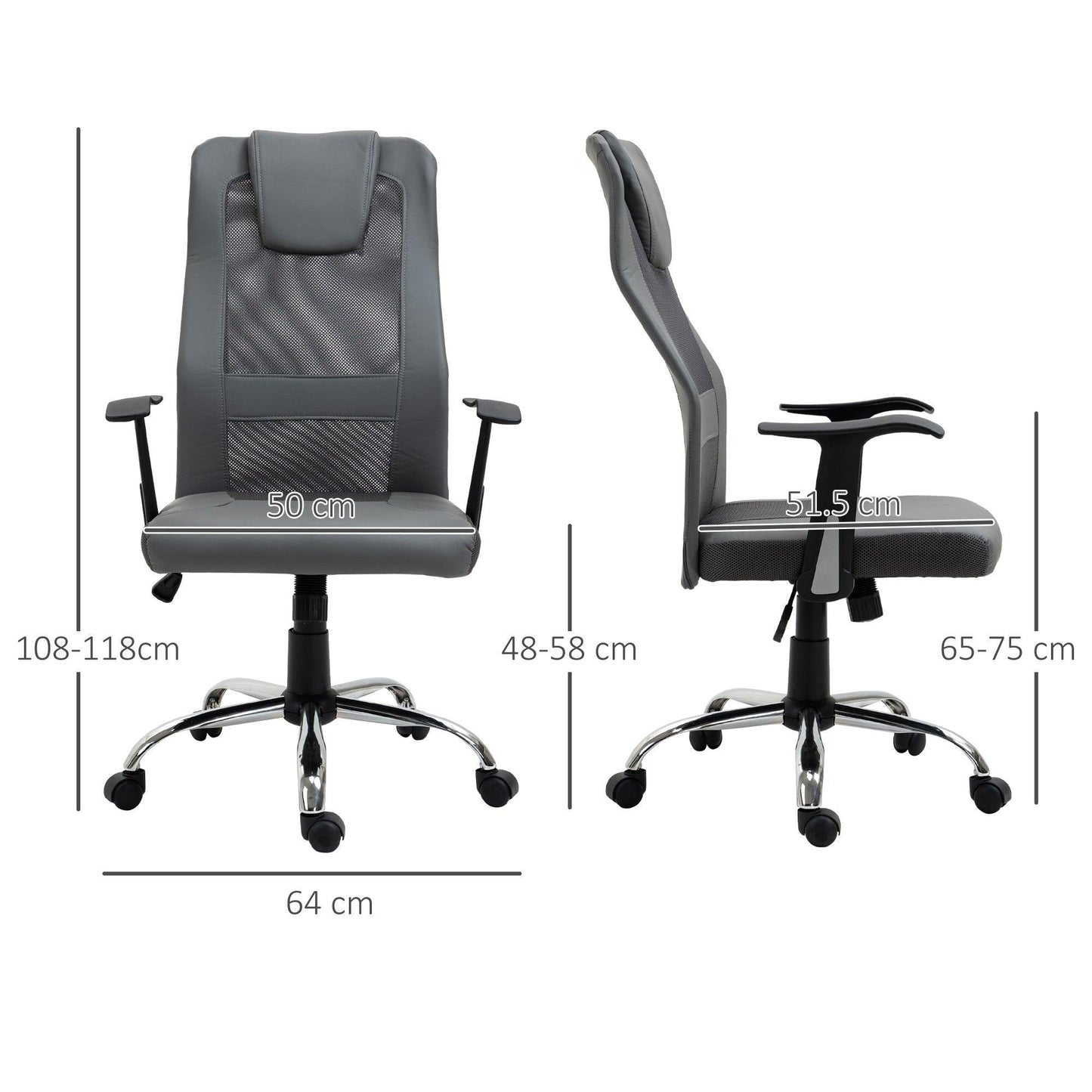 Vinsetto Grey Mesh Office Chair: Adjustable & High Back - ALL4U RETAILER LTD