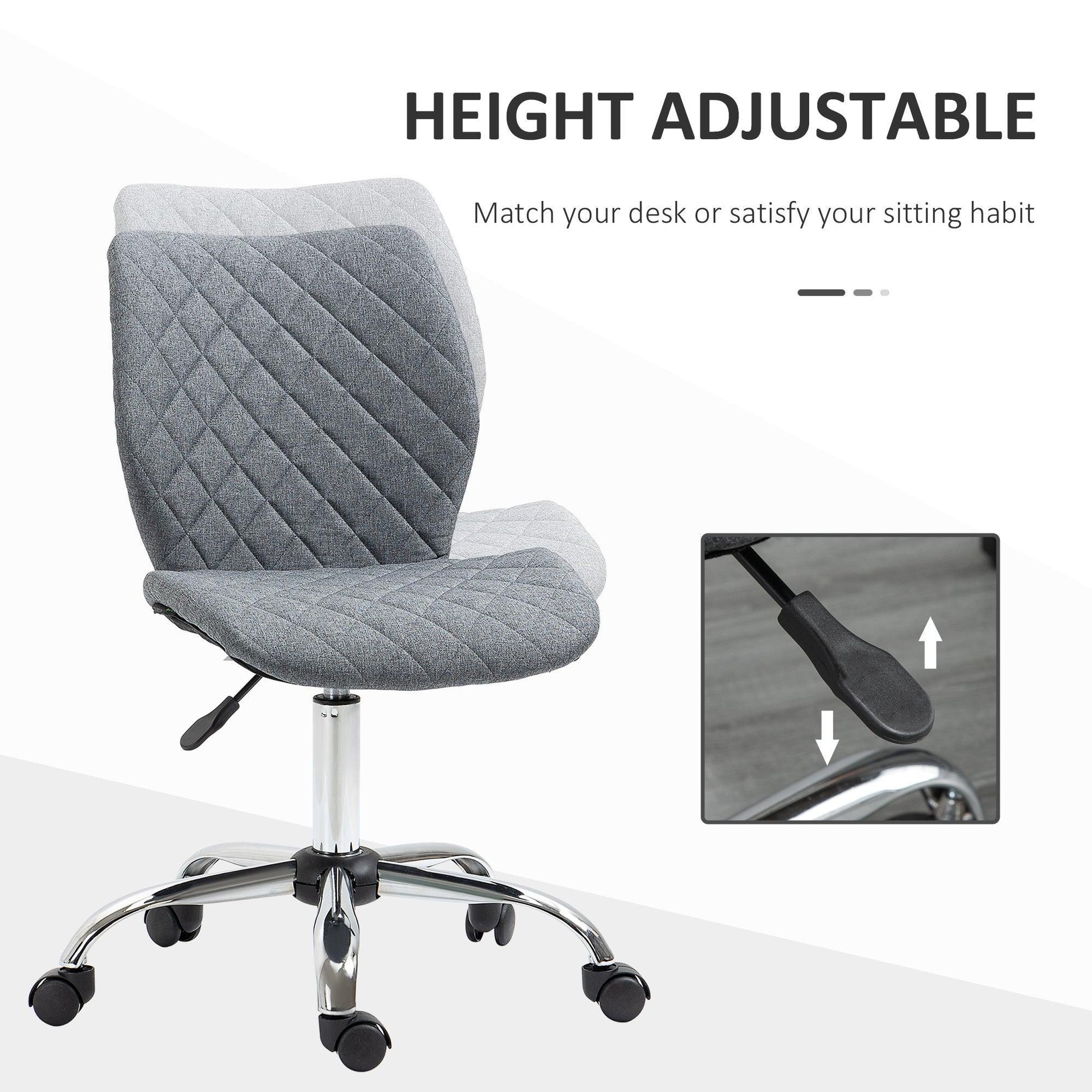 Vinsetto Grey Swivel Chair – Adjustable & Comfortable - ALL4U RETAILER LTD