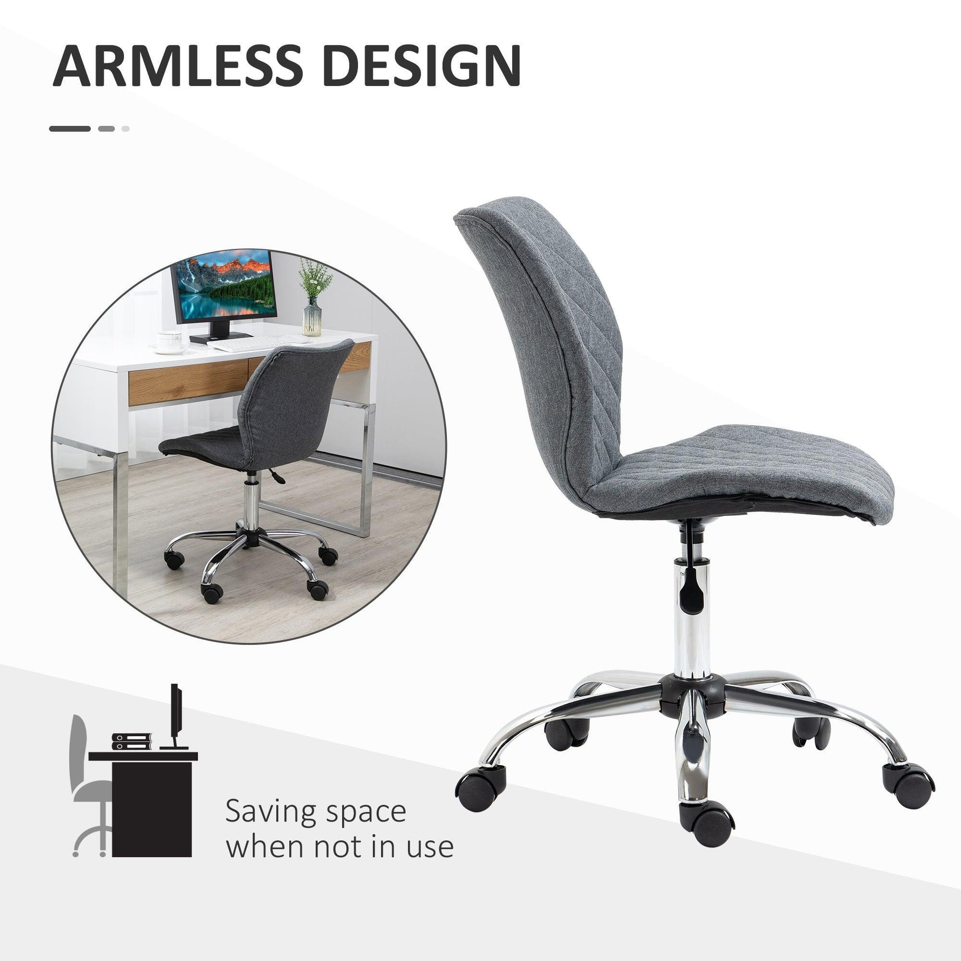 Vinsetto Grey Swivel Chair – Adjustable & Comfortable - ALL4U RETAILER LTD