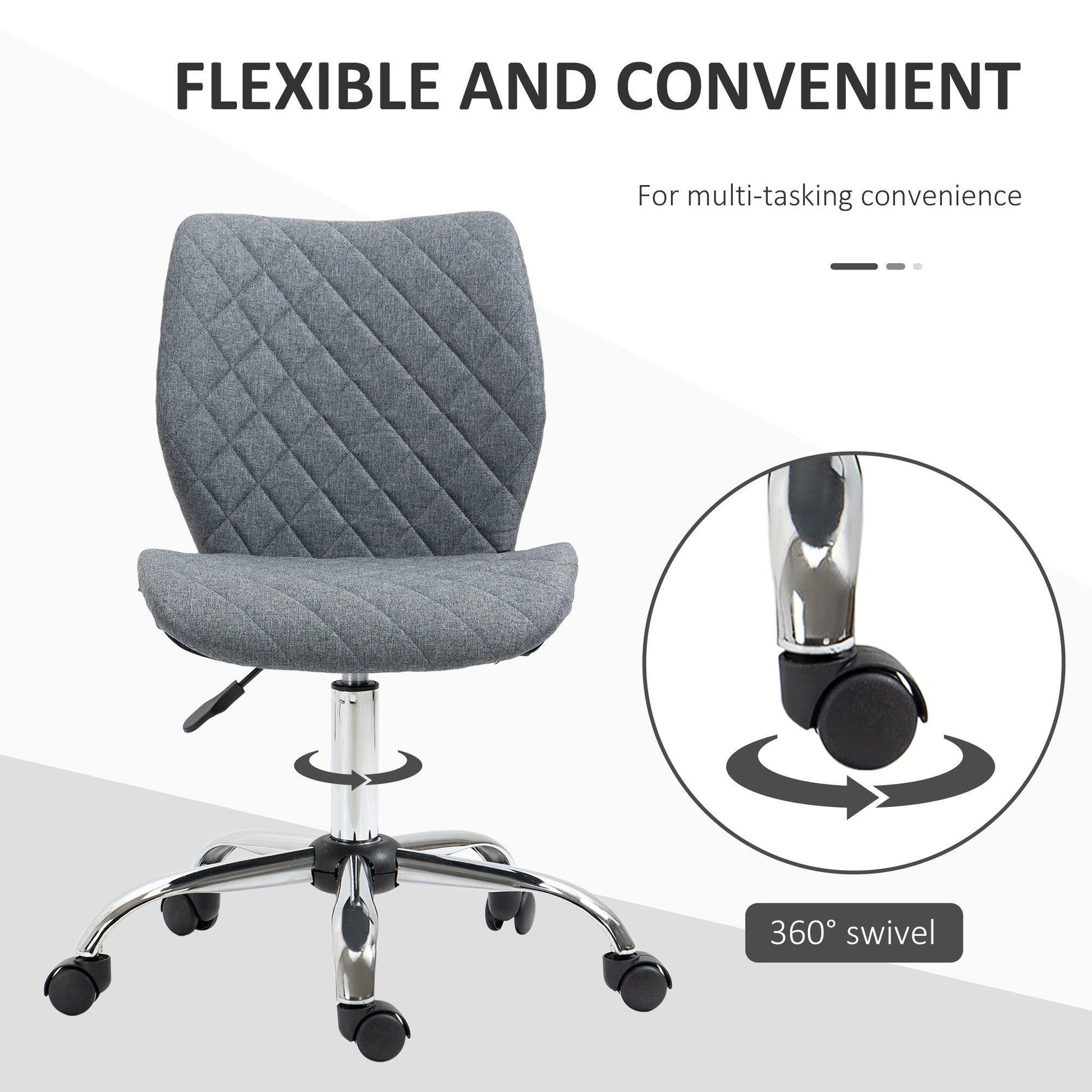 Vinsetto Grey Swivel Chair – Adjustable & Comfortable - ALL4U RETAILER LTD