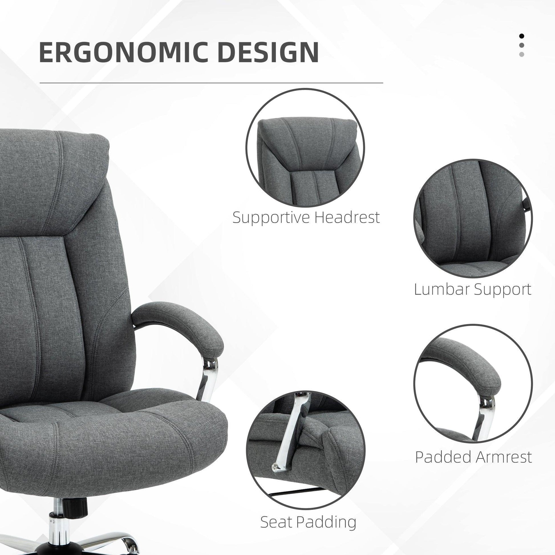 Vinsetto Grey Swivel Chair: Adjustable, Comfortable & Stylish - ALL4U RETAILER LTD