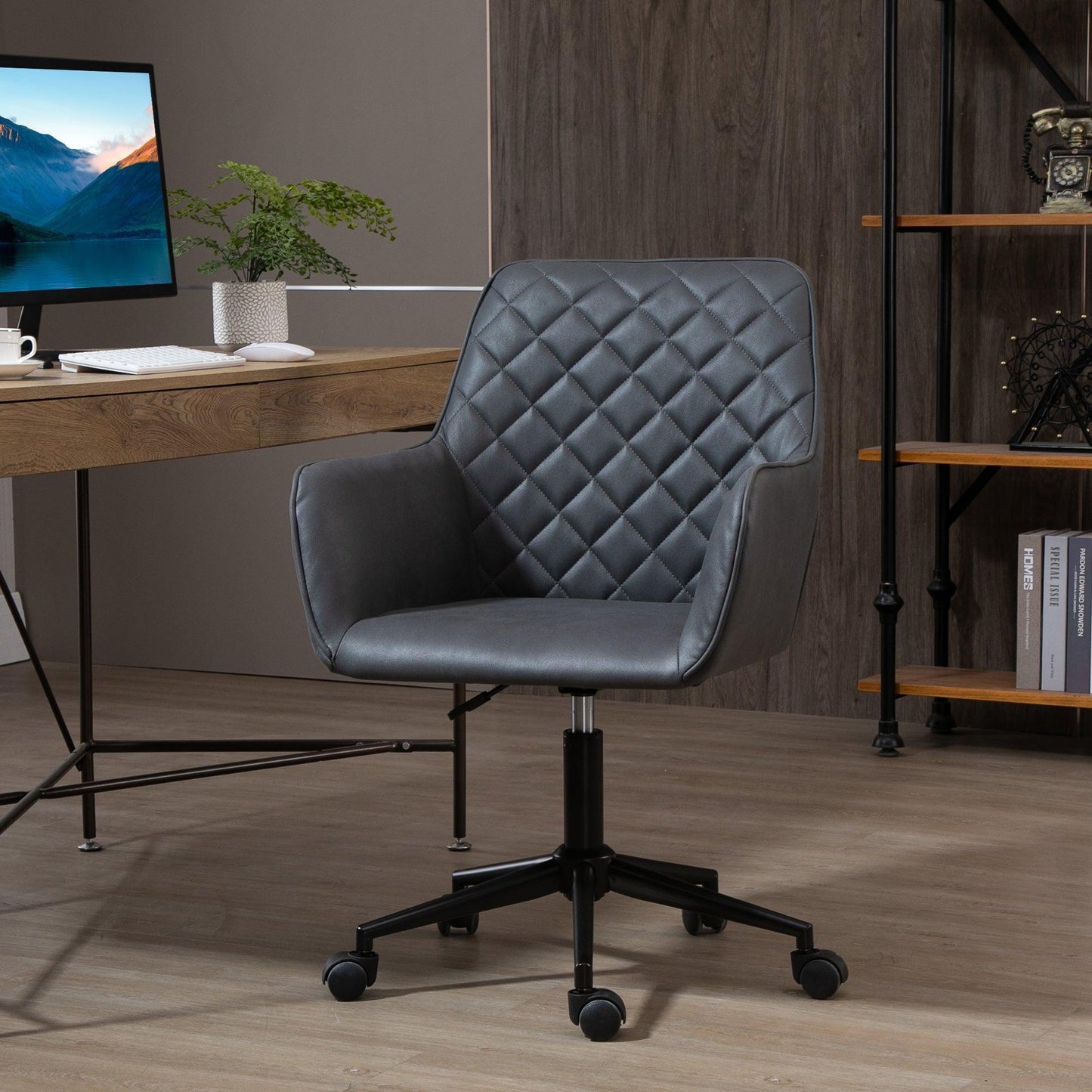 Vinsetto Grey Swivel Chair: Comfortable Office & Home Study Furniture - ALL4U RETAILER LTD