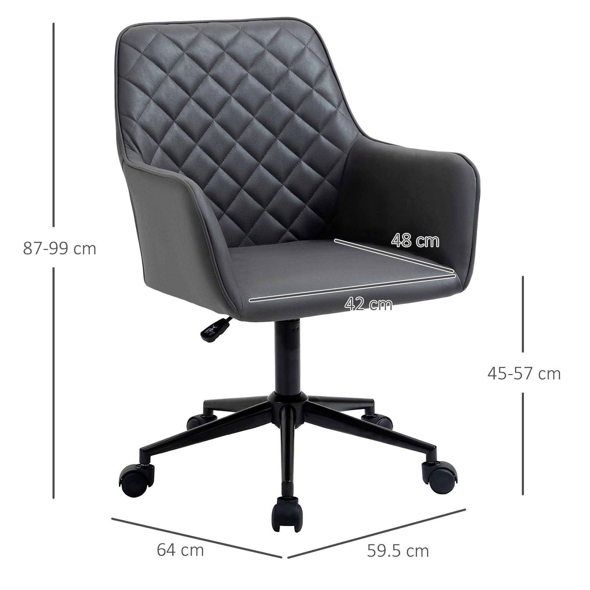 Vinsetto Grey Swivel Chair: Comfortable Office & Home Study Furniture - ALL4U RETAILER LTD