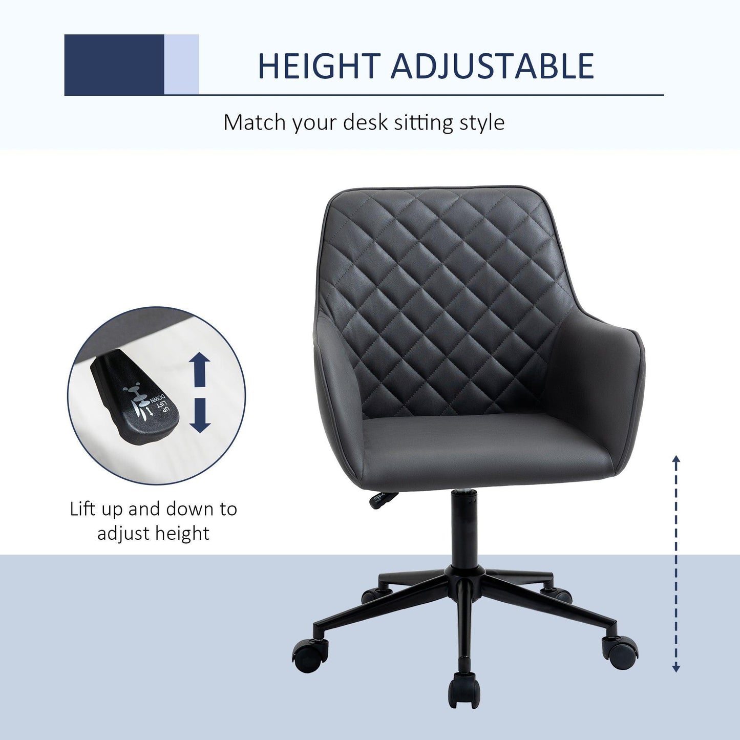 Vinsetto Grey Swivel Chair: Comfortable Office & Home Study Furniture - ALL4U RETAILER LTD