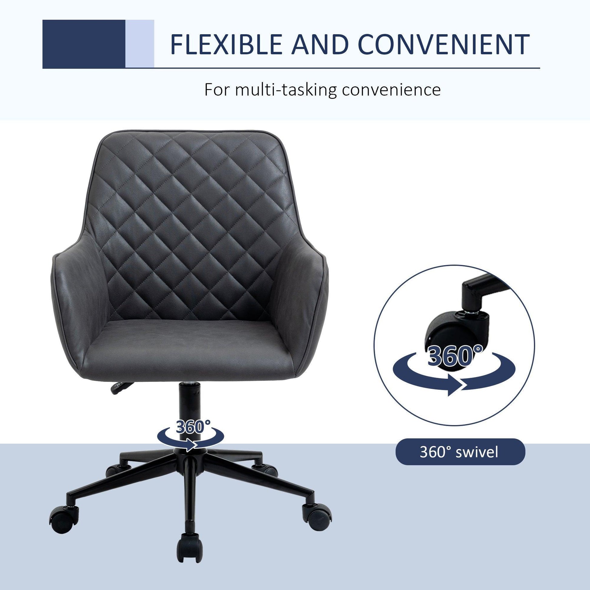 Vinsetto Grey Swivel Chair: Comfortable Office & Home Study Furniture - ALL4U RETAILER LTD