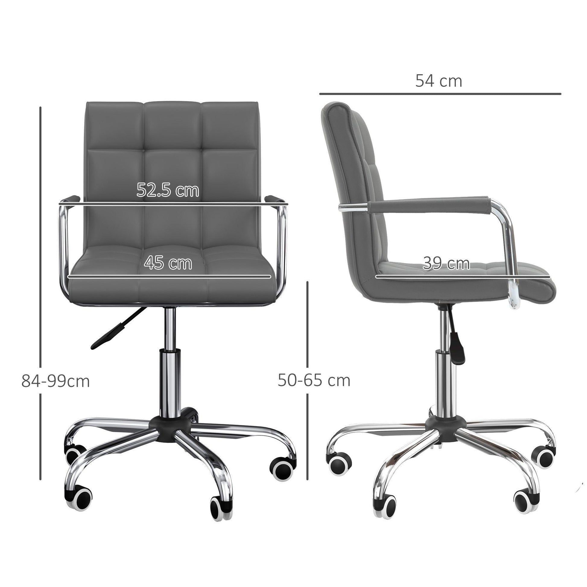 Vinsetto Grey Swivel Desk Chair with Adjustable Height - ALL4U RETAILER LTD