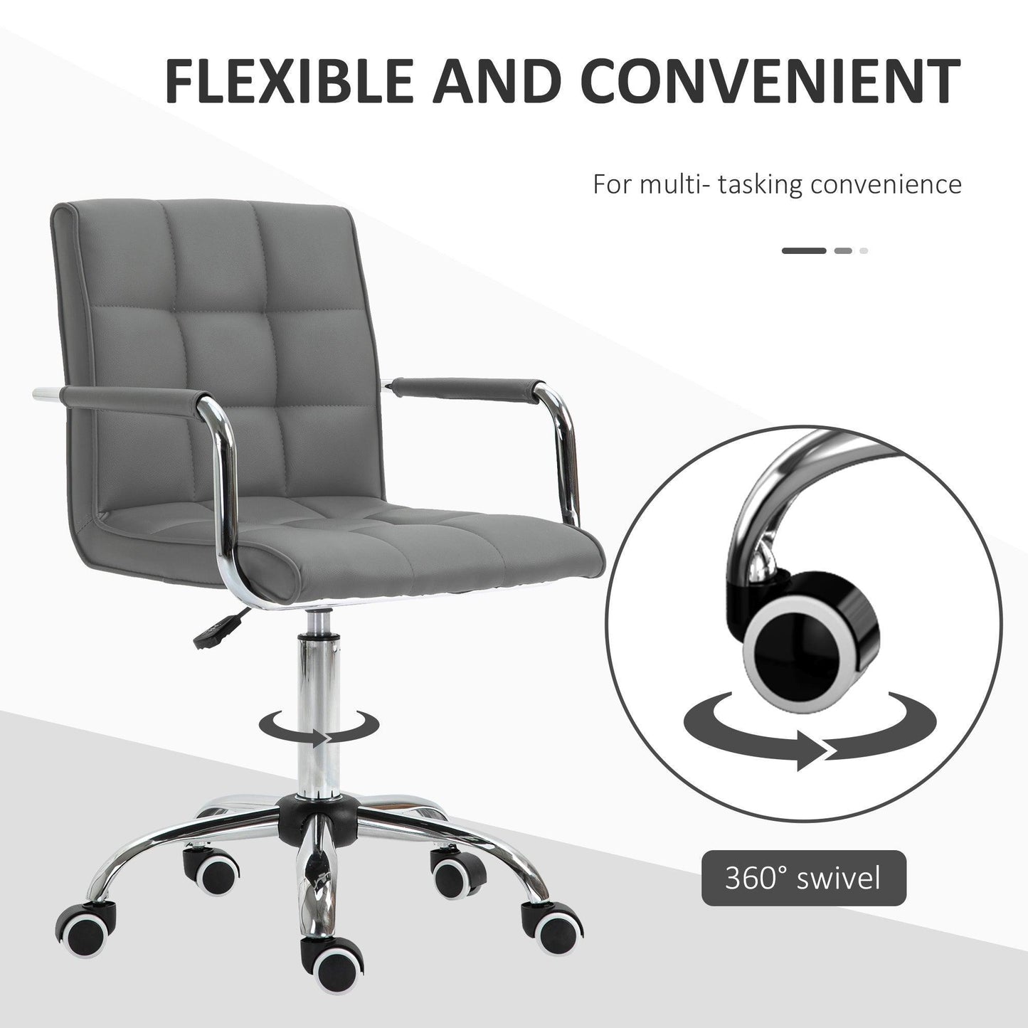 Vinsetto Grey Swivel Desk Chair with Adjustable Height - ALL4U RETAILER LTD