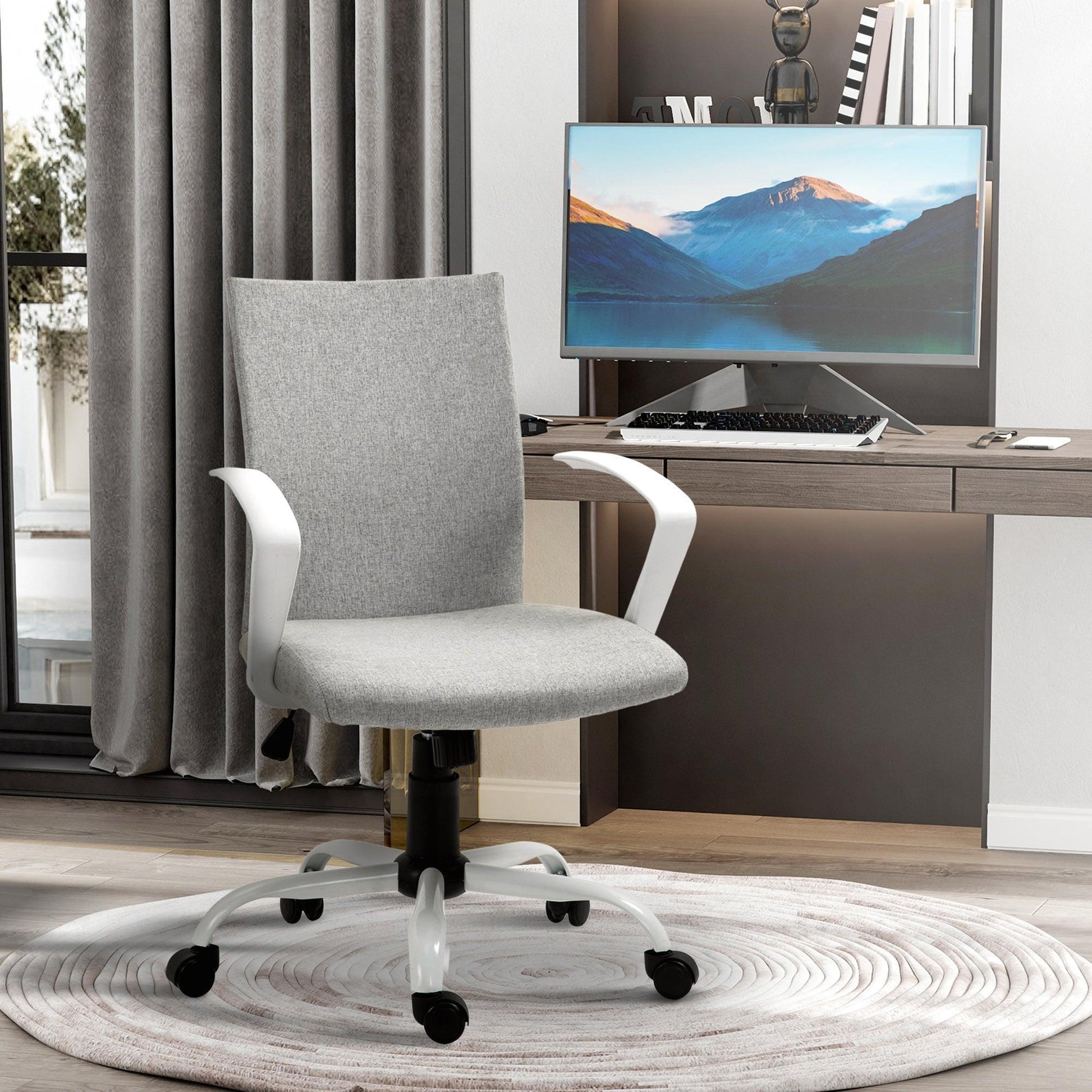 Vinsetto Grey Swivel Office Chair with Wheels - ALL4U RETAILER LTD