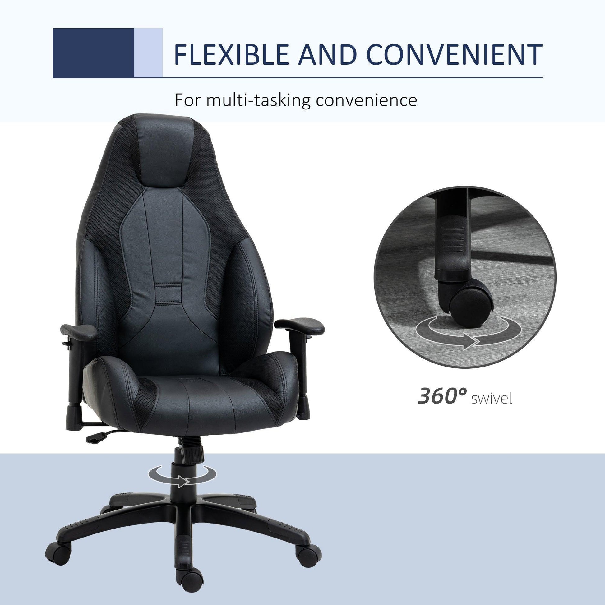 Vinsetto High Back Office Chair - Adjustable, Black - ALL4U RETAILER LTD