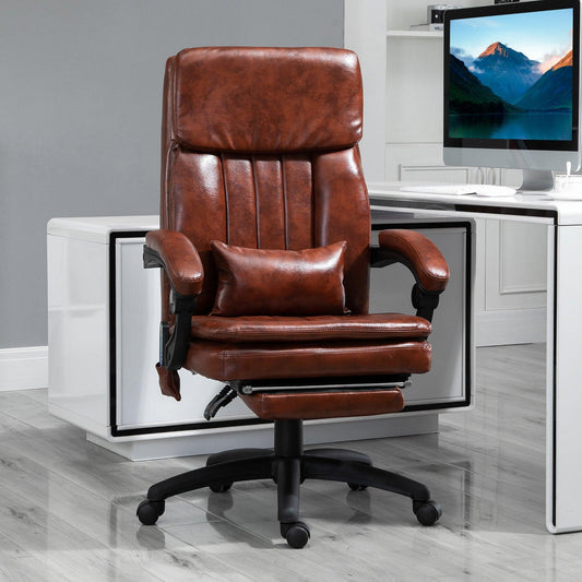 Vinsetto High Back Office Chair with Footrest - Brown - ALL4U RETAILER LTD