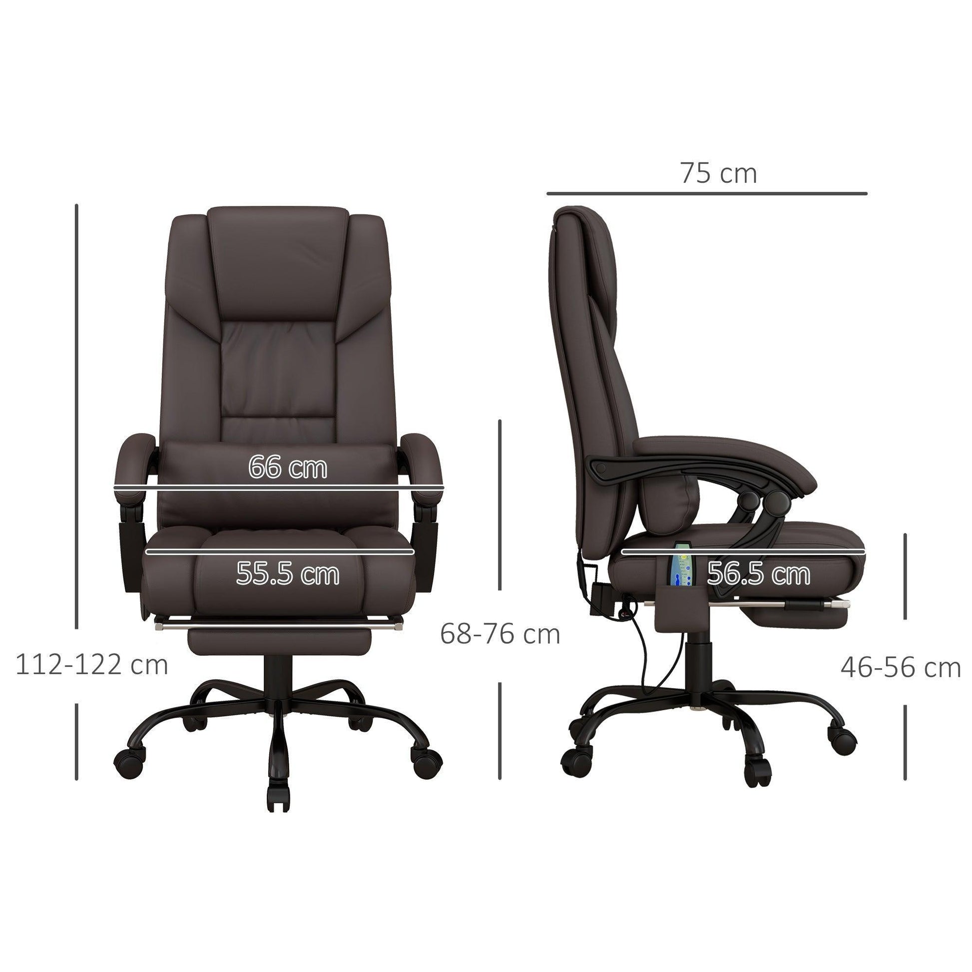 Vinsetto Leather Massage Reclining Office Chair - ALL4U RETAILER LTD