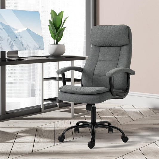 Vinsetto Linen-Look Office Chair - Ergonomic & Adjustable - ALL4U RETAILER LTD