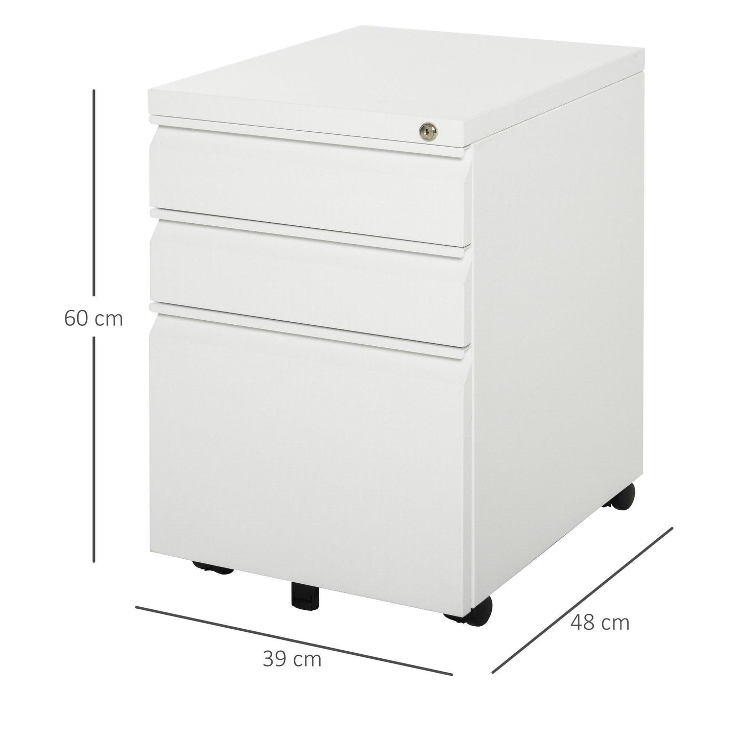 Vinsetto Lockable 3-Drawer Vinsetto Mobile File Cabinet - ALL4U RETAILER LTD