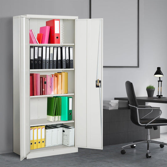 Vinsetto Lockable Filing Cabinet - 4 Shelves, 2 Doors - ALL4U RETAILER LTD