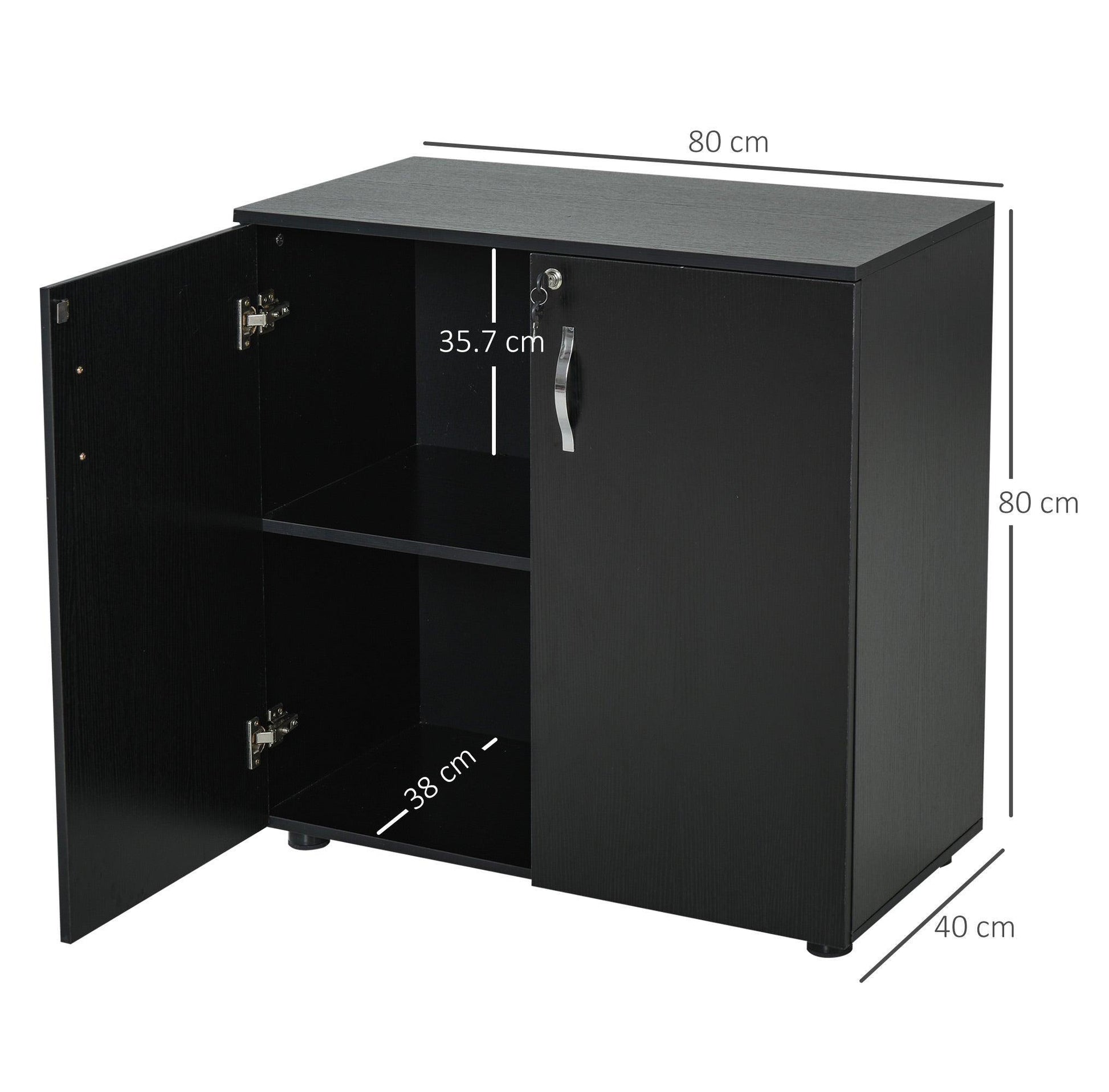 Vinsetto Locking Office Storage Cabinet - Stylish Black - ALL4U RETAILER LTD