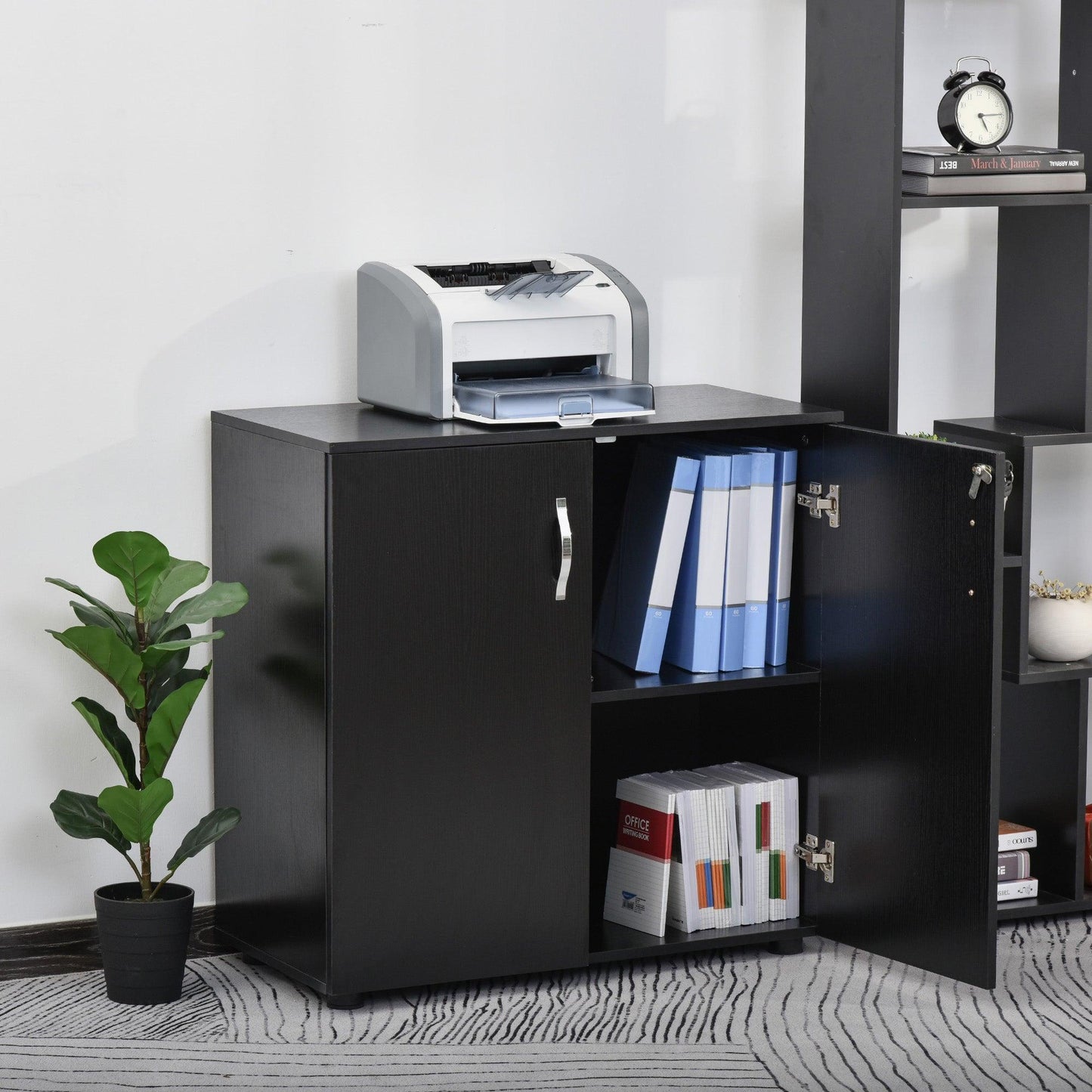 Vinsetto Locking Office Storage Cabinet - Stylish Black - ALL4U RETAILER LTD