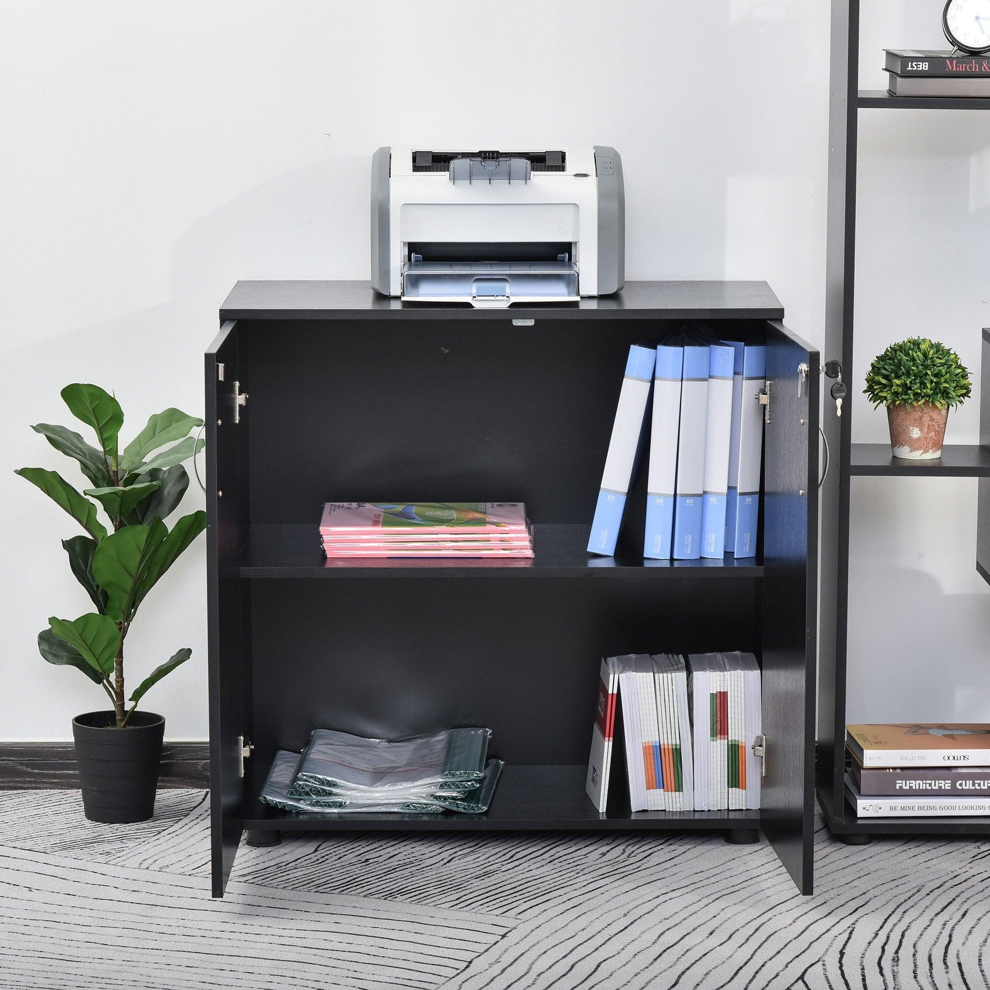 Vinsetto Locking Office Storage Cabinet - Stylish Black - ALL4U RETAILER LTD