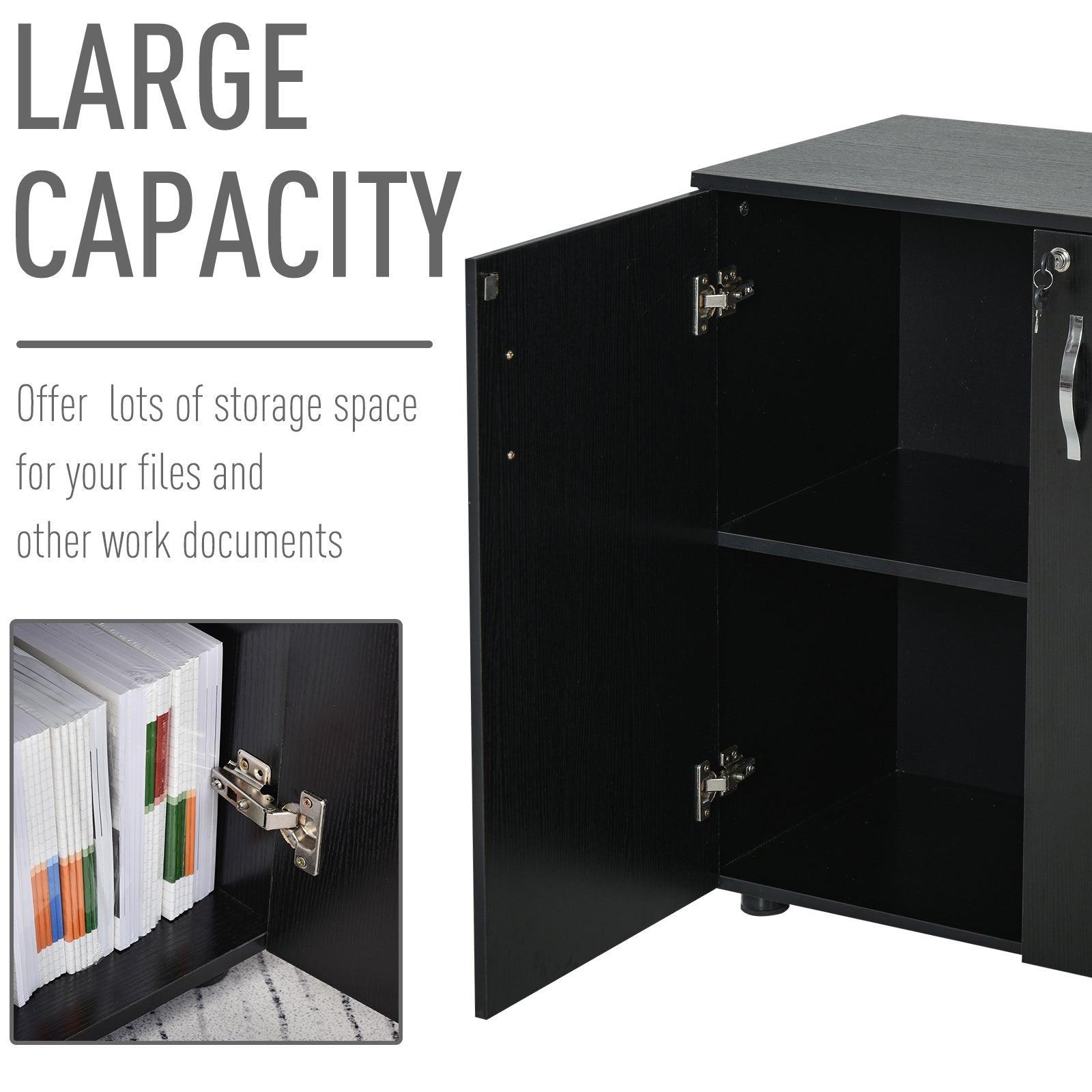 Vinsetto Locking Office Storage Cabinet - Stylish Black - ALL4U RETAILER LTD