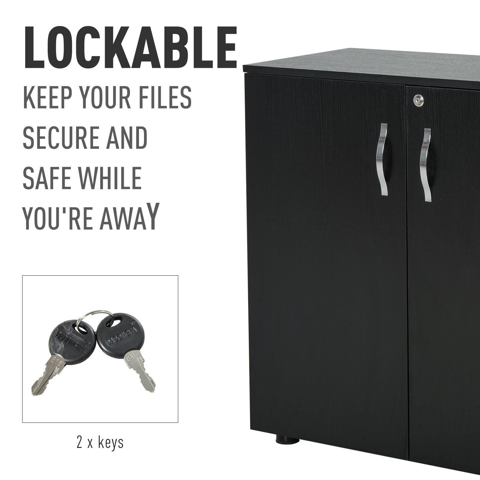 Vinsetto Locking Office Storage Cabinet - Stylish Black - ALL4U RETAILER LTD