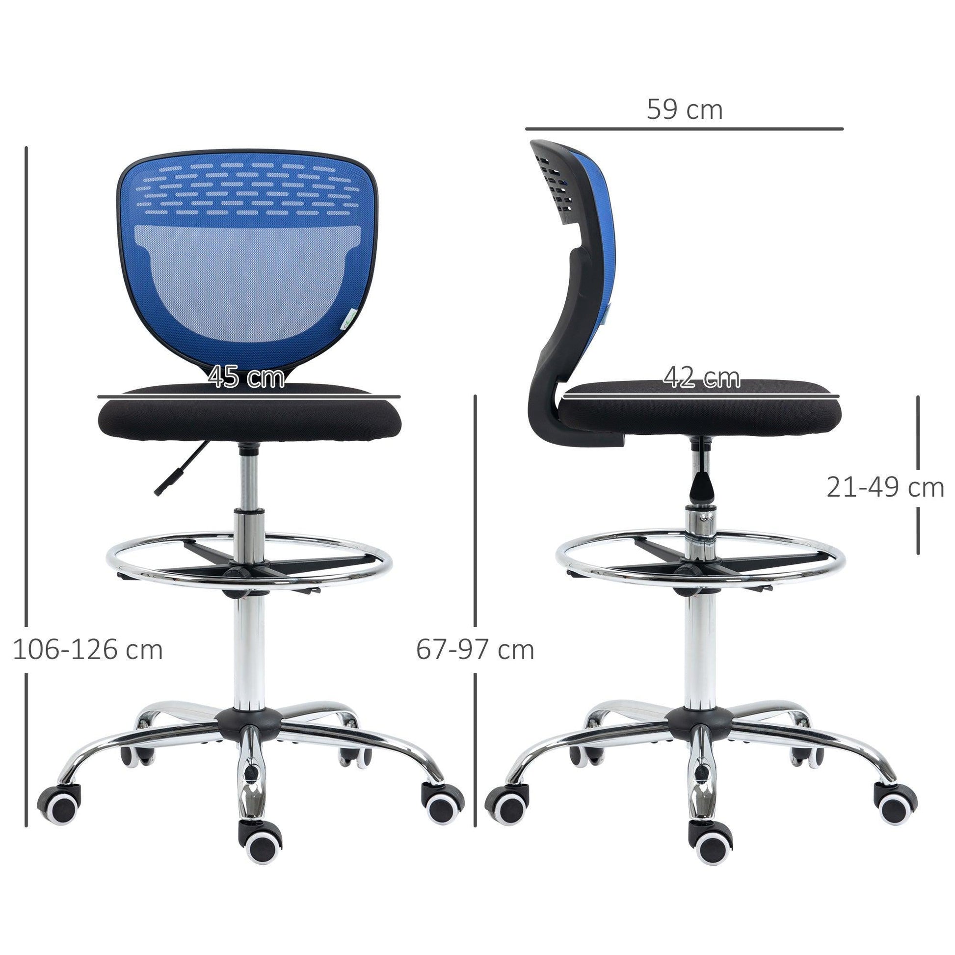 Vinsetto Mesh Drafting Chair - Dark Blue - ALL4U RETAILER LTD