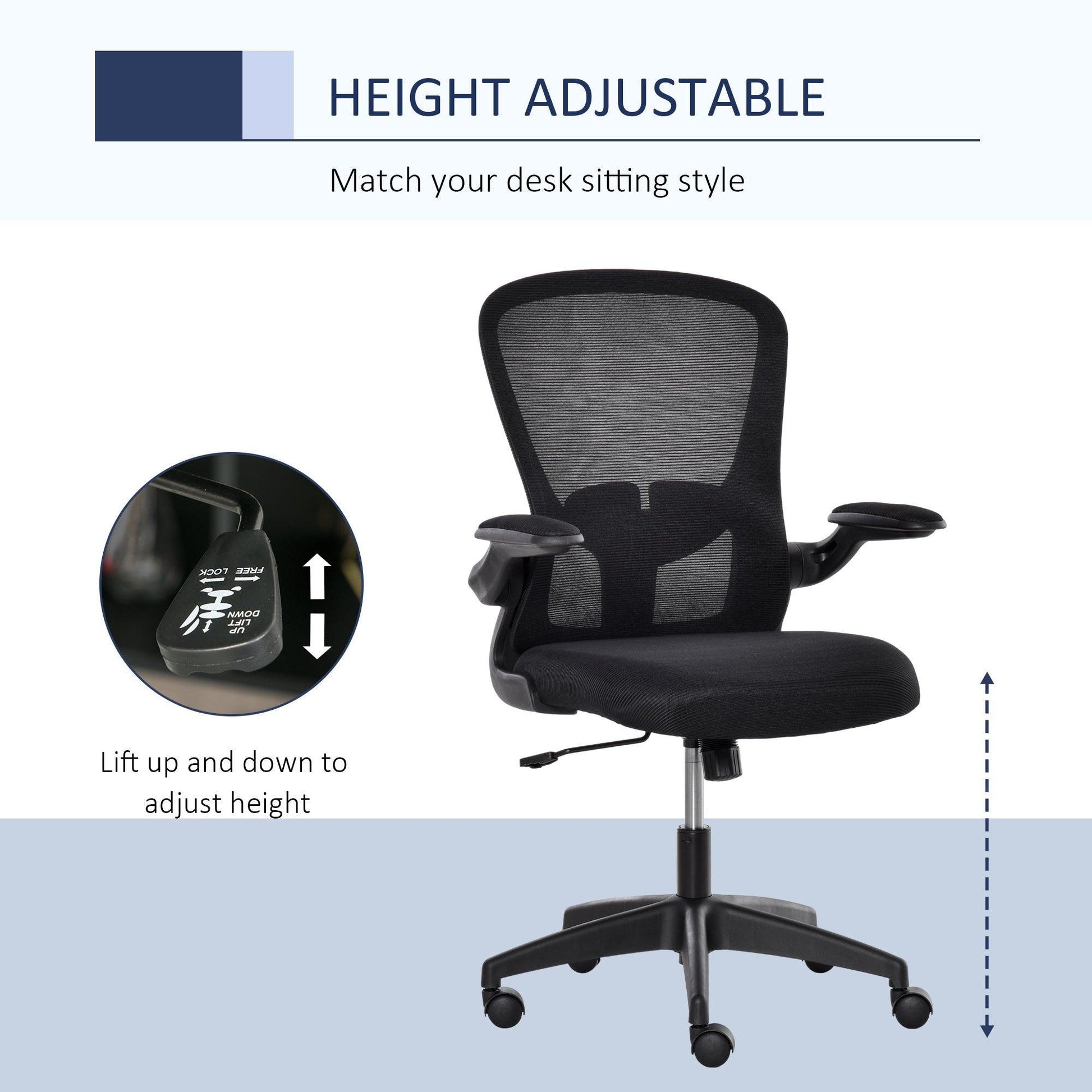 Vinsetto Mesh Office Chair: Adjustable with Lumbar Support - ALL4U RETAILER LTD