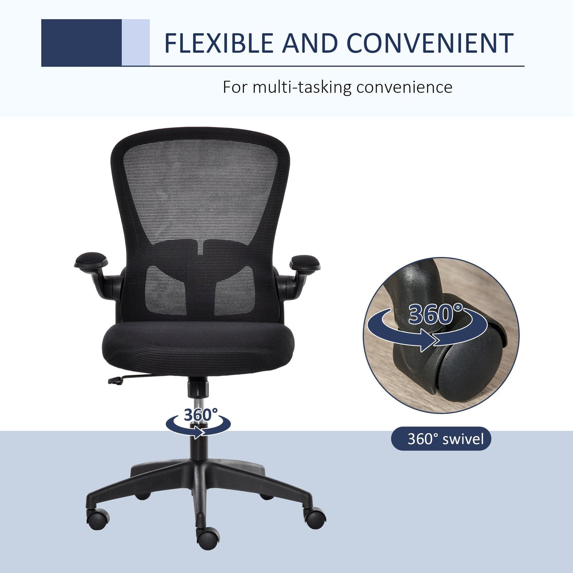 Vinsetto Mesh Office Chair: Adjustable with Lumbar Support - ALL4U RETAILER LTD