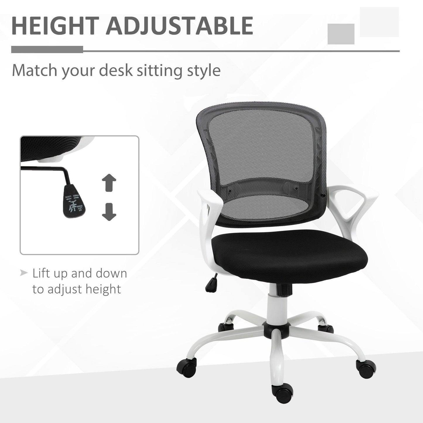 Vinsetto Mesh Swivel Chair with Lumbar Support - ALL4U RETAILER LTD