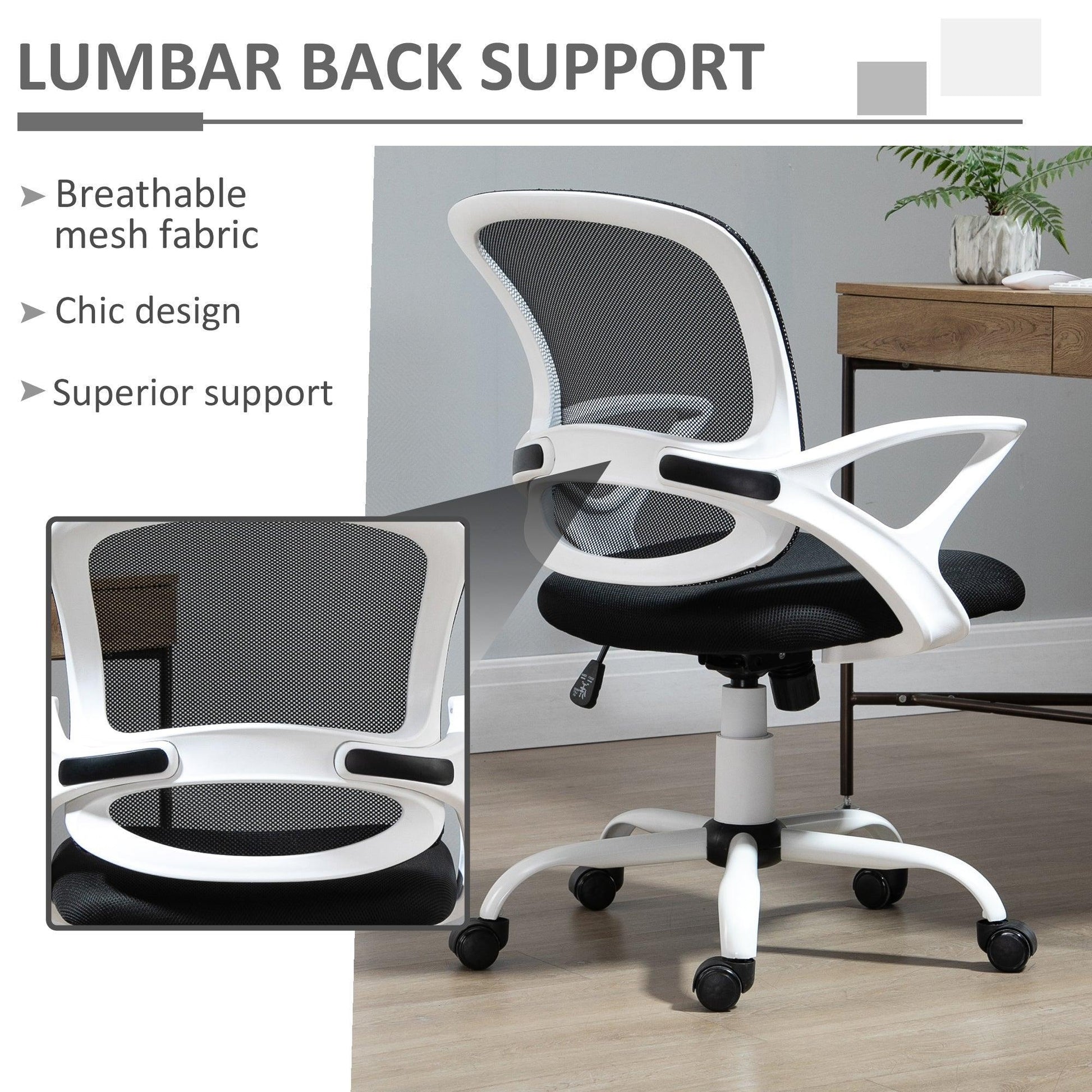 Vinsetto Mesh Swivel Chair with Lumbar Support - ALL4U RETAILER LTD