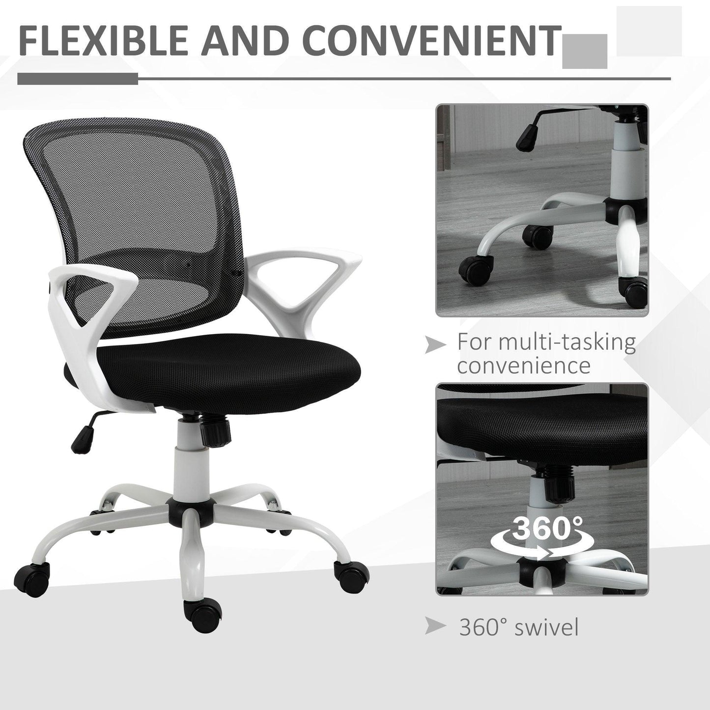 Vinsetto Mesh Swivel Chair with Lumbar Support - ALL4U RETAILER LTD