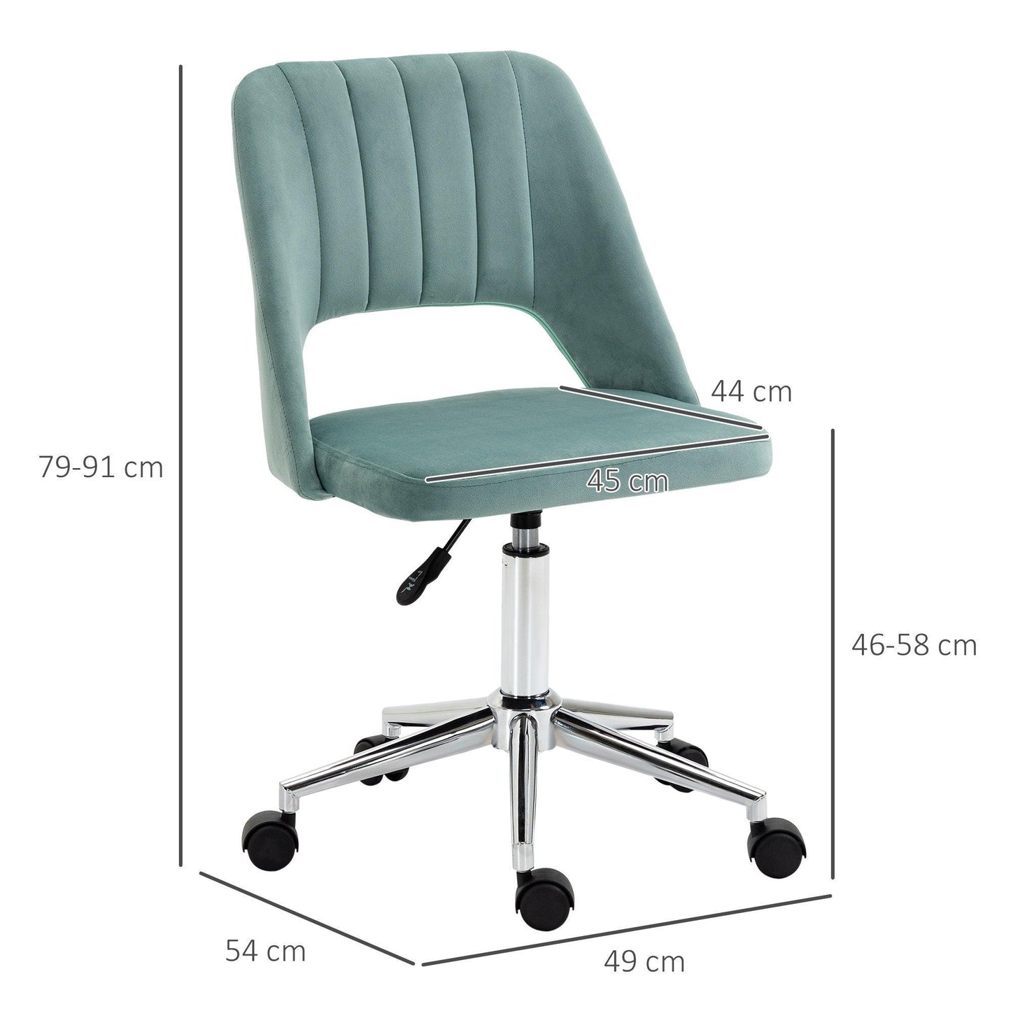 Vinsetto Green Velvet Swivel Desk Chair for Home - ALL4U RETAILER LTD