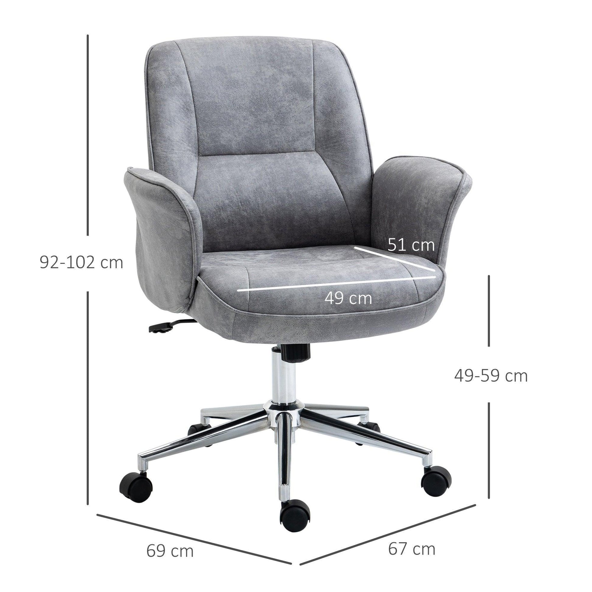 Vinsetto Mid-Back Swivel Chair: Faux Microfibre, Light Grey - ALL4U RETAILER LTD