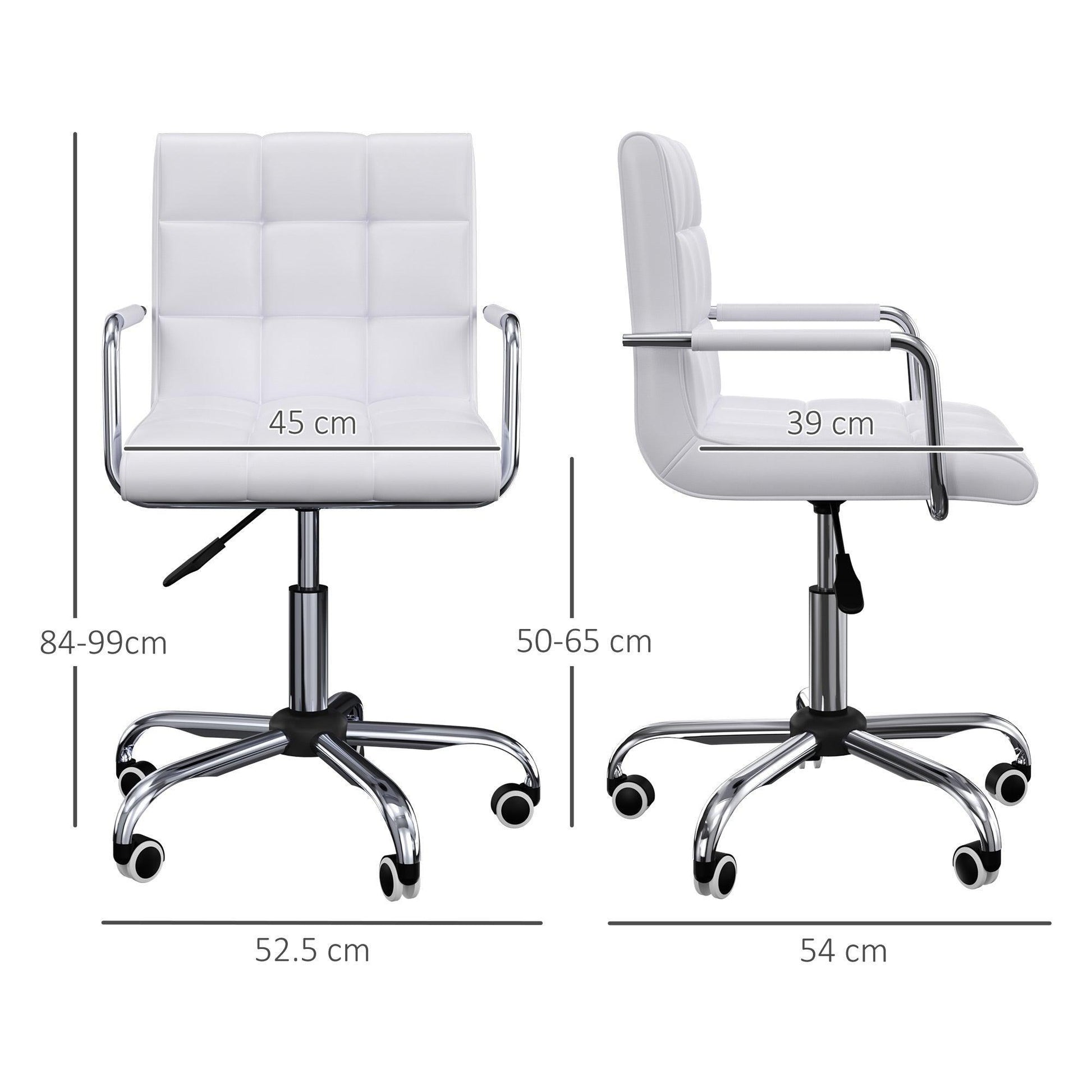 Vinsetto Mid Back Swivel Chair: White PU Leather - ALL4U RETAILER LTD