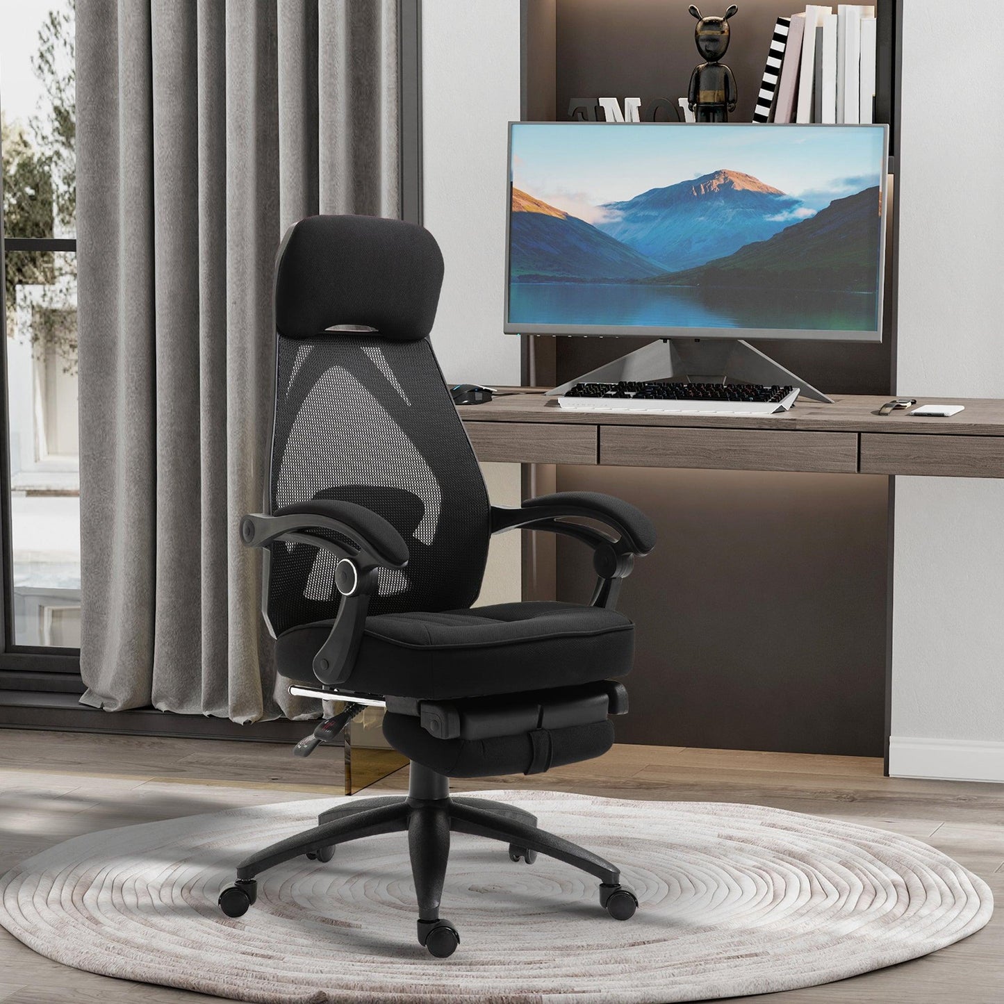 Vinsetto Office Chair with Footrest - Black - ALL4U RETAILER LTD