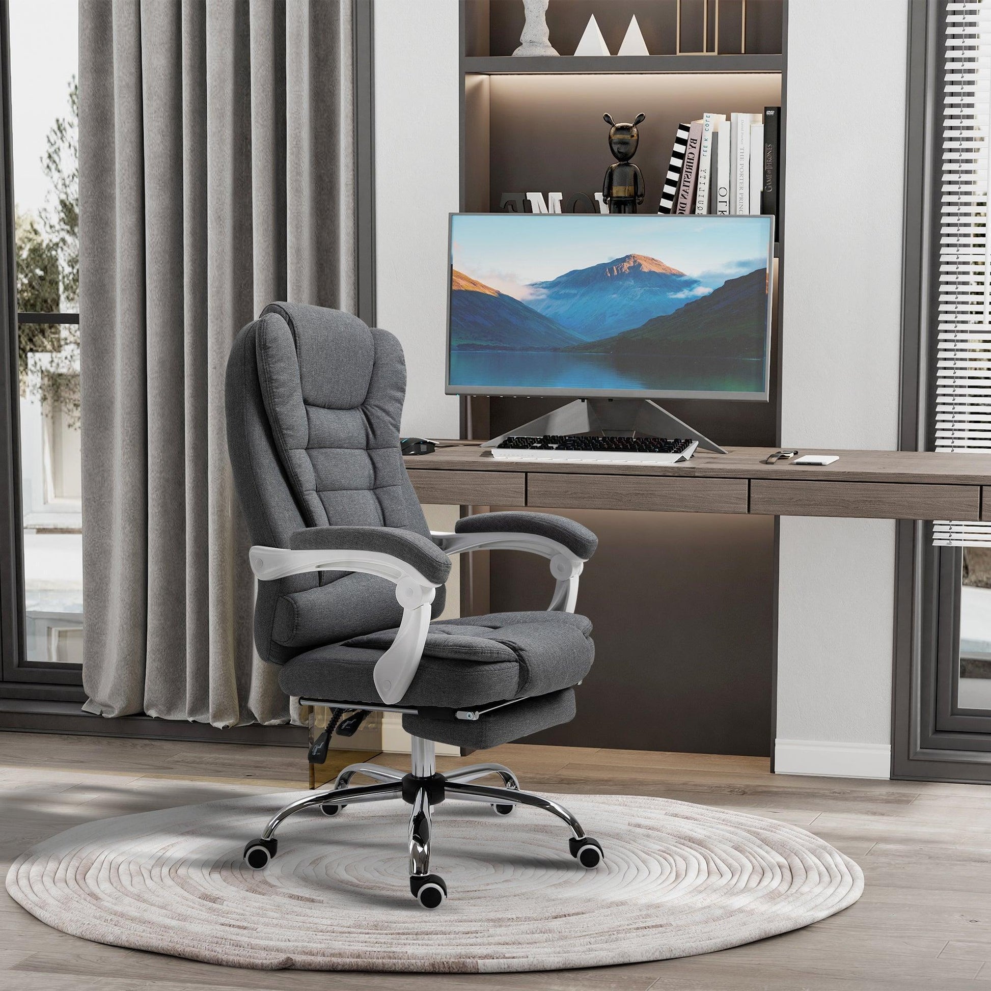 Vinsetto Office Chair with Footrest - Stylish Grey - ALL4U RETAILER LTD