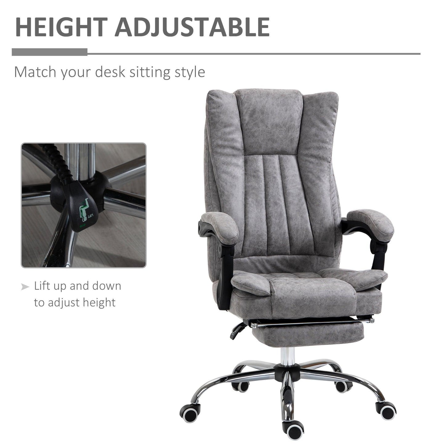 Vinsetto Office Chair with Reclining Function & Footrest - ALL4U RETAILER LTD