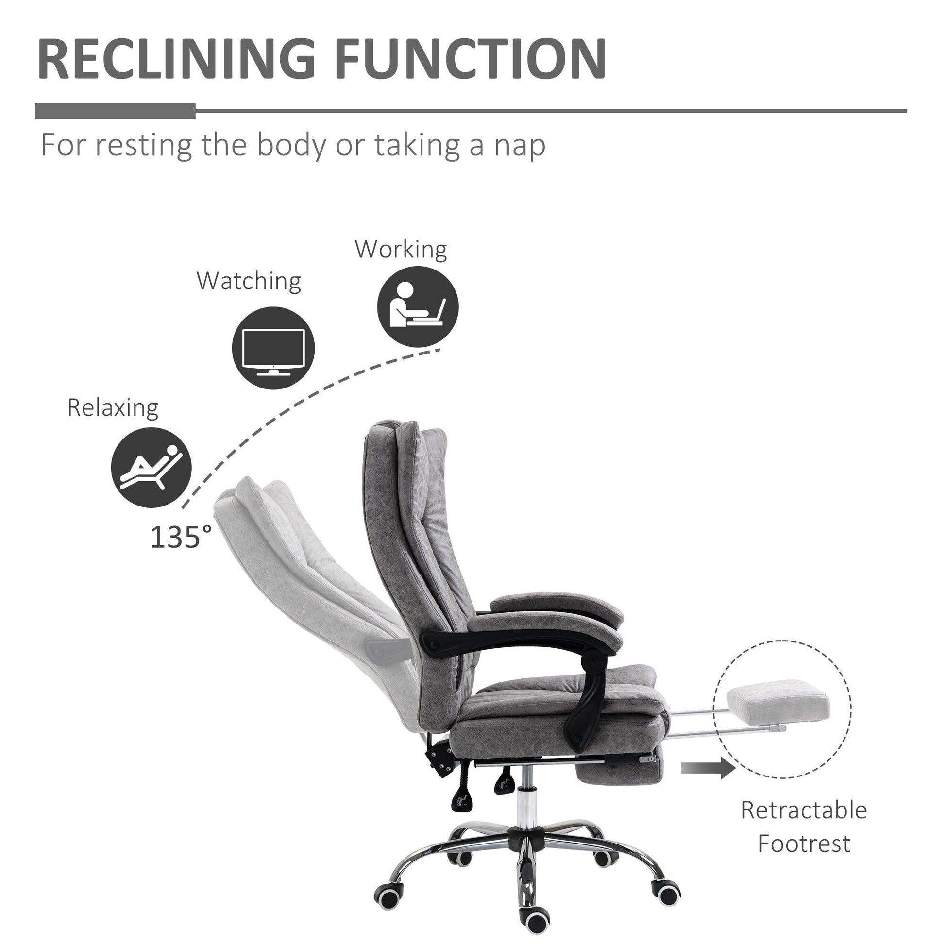 Vinsetto Office Chair with Reclining Function & Footrest - ALL4U RETAILER LTD