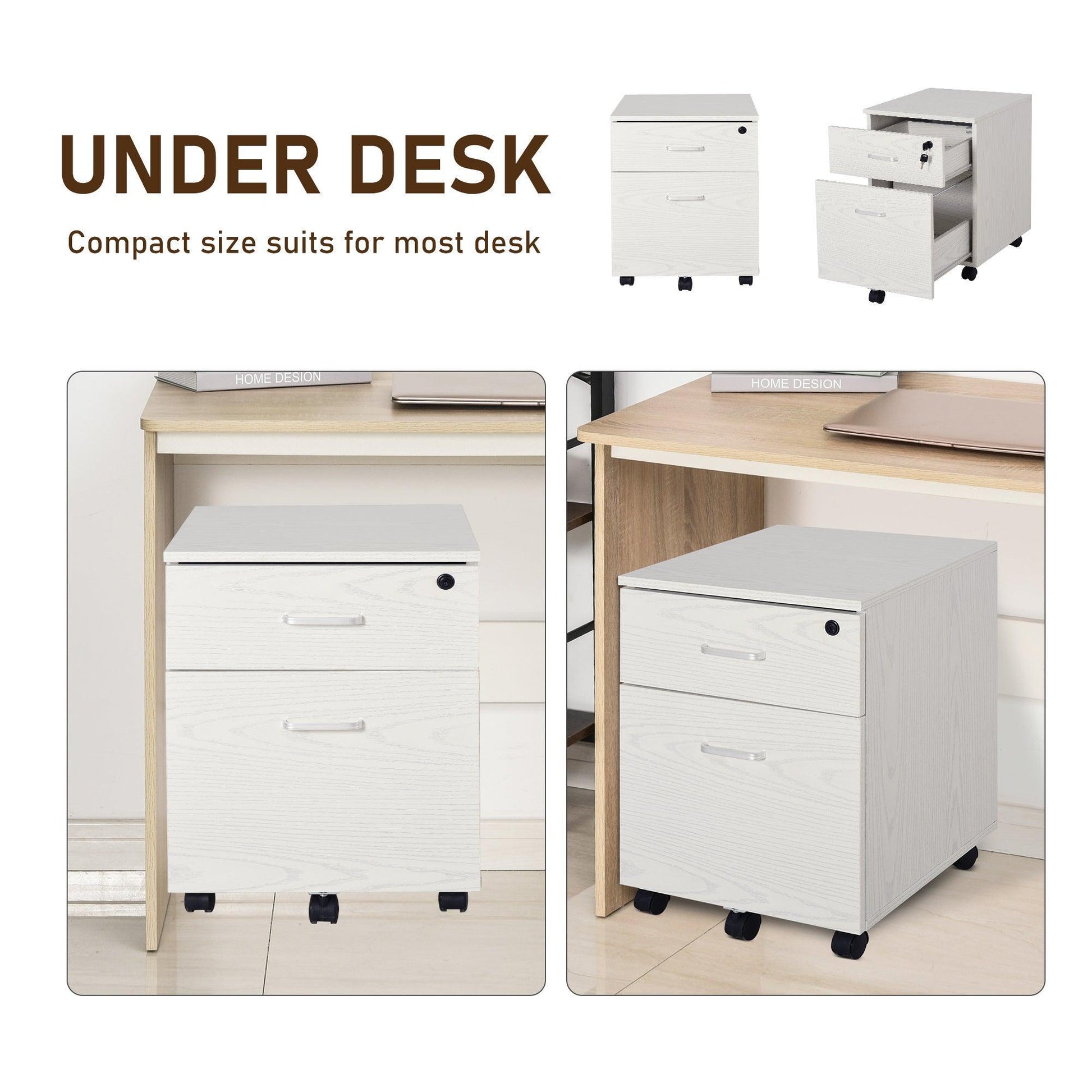 Vinsetto Office Filing Cabinet - White - ALL4U RETAILER LTD