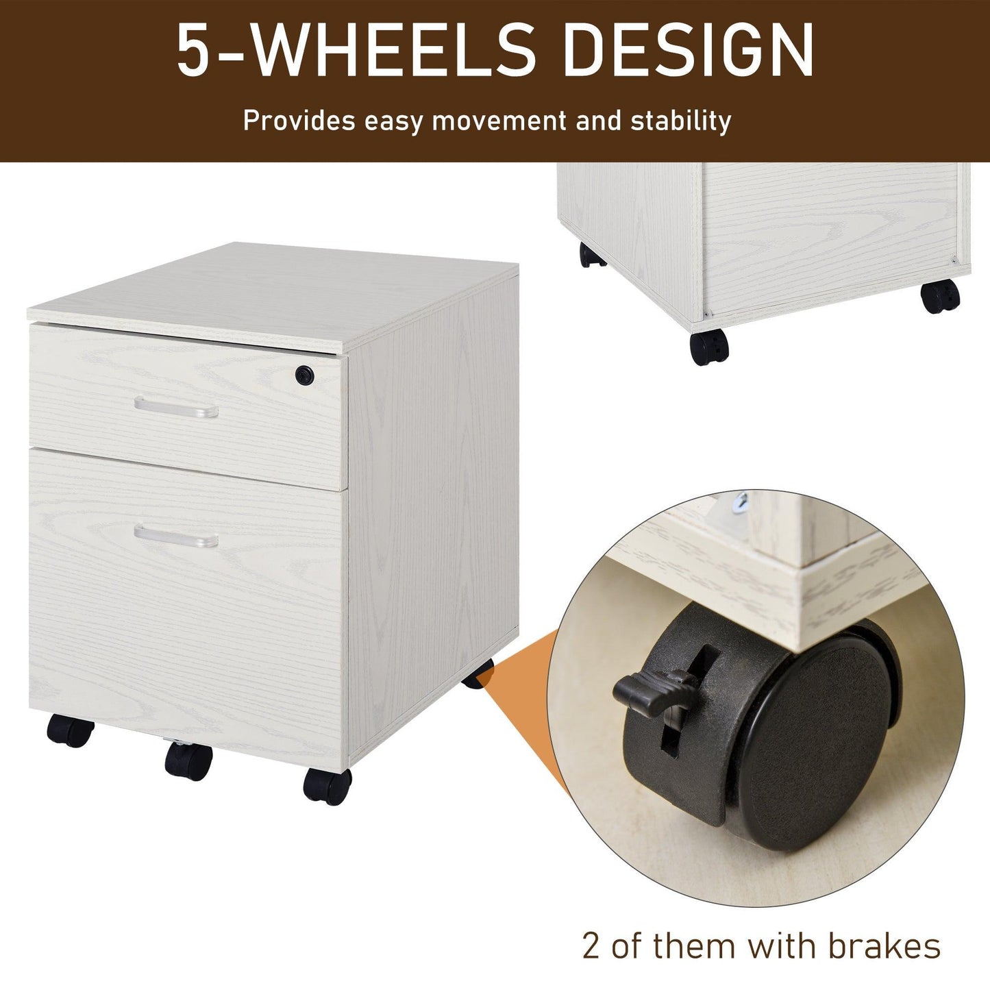 Vinsetto Office Filing Cabinet - White - ALL4U RETAILER LTD