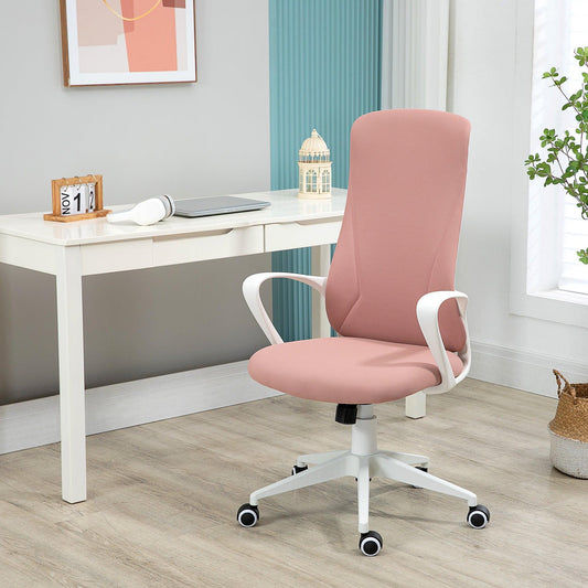 Vinsetto Pink Desk Chair with Armrests - Adjustable Height - ALL4U RETAILER LTD