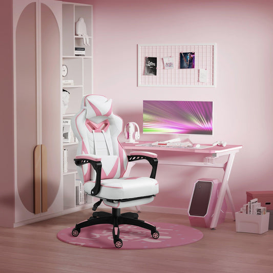 Vinsetto Pink Gaming Chair - Ergonomic & Adjustable - ALL4U RETAILER LTD