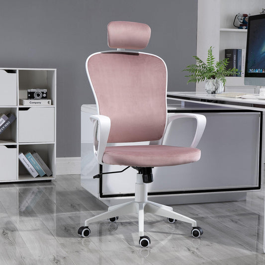 Vinsetto Pink Velvet High-Back Office Chair - Ergonomic & Stylish - ALL4U RETAILER LTD