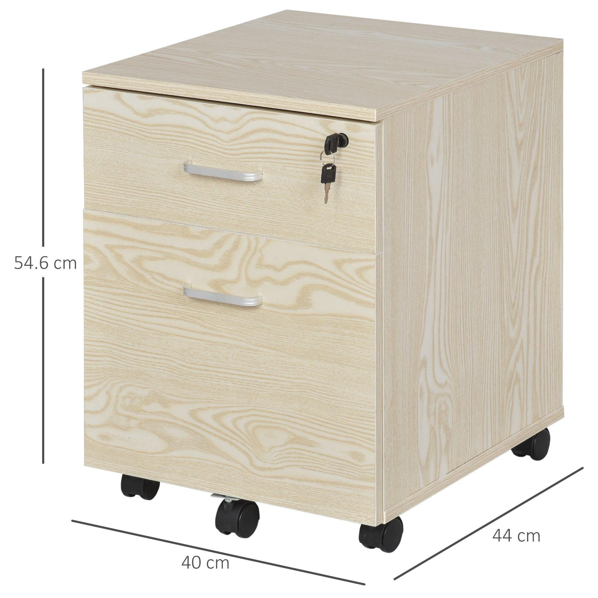 Vinsetto Portable Filing Cabinet with Lock - Oak Finish - ALL4U RETAILER LTD