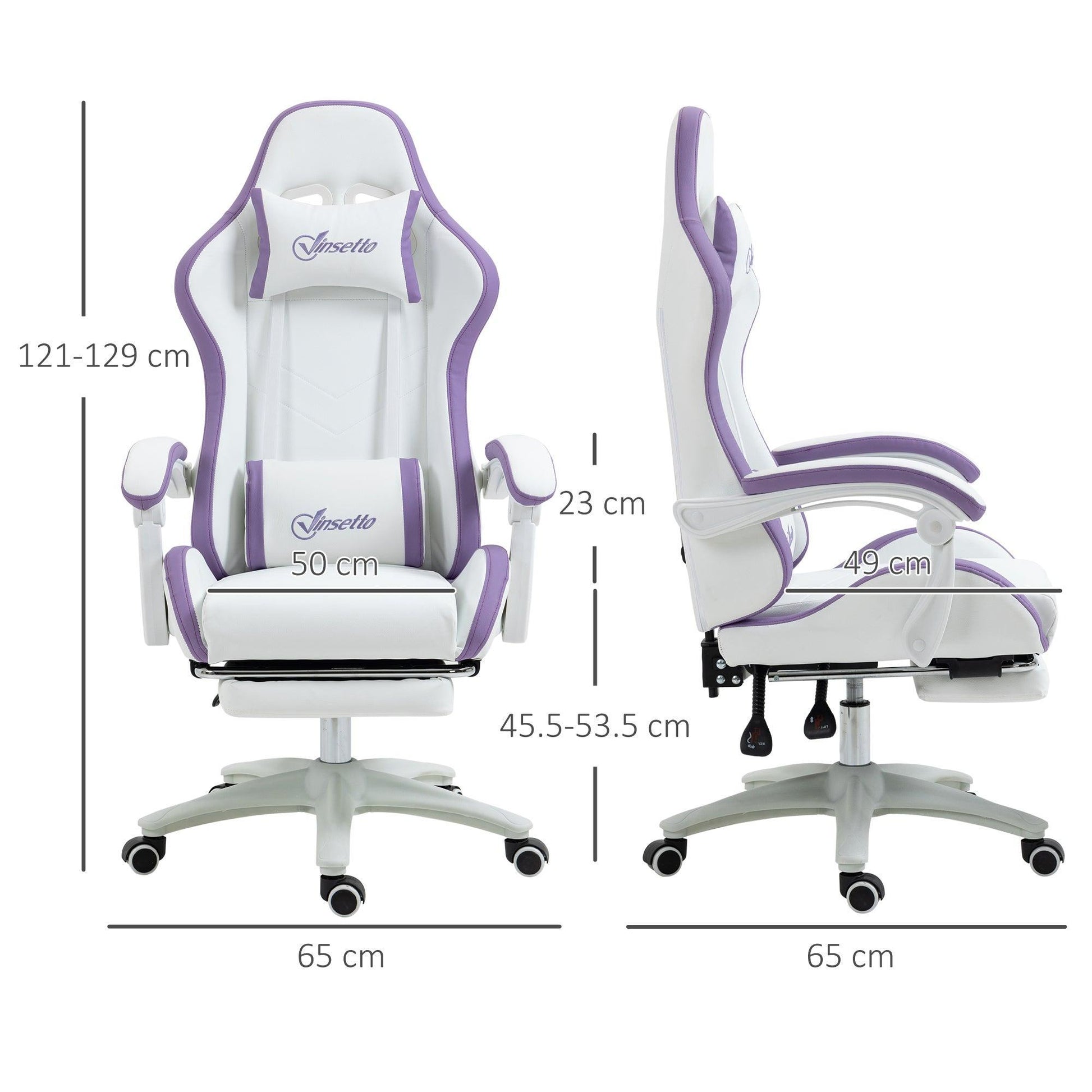 Vinsetto Purple Gaming Chair with Reclining Seat & Footrest - ALL4U RETAILER LTD