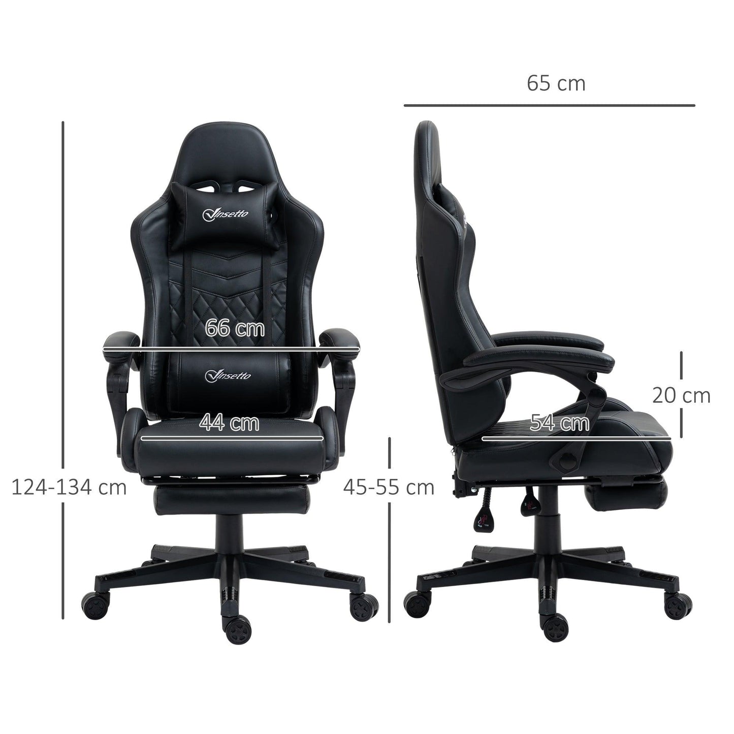 Vinsetto Racing Gaming Chair + Footrest - Black - ALL4U RETAILER LTD