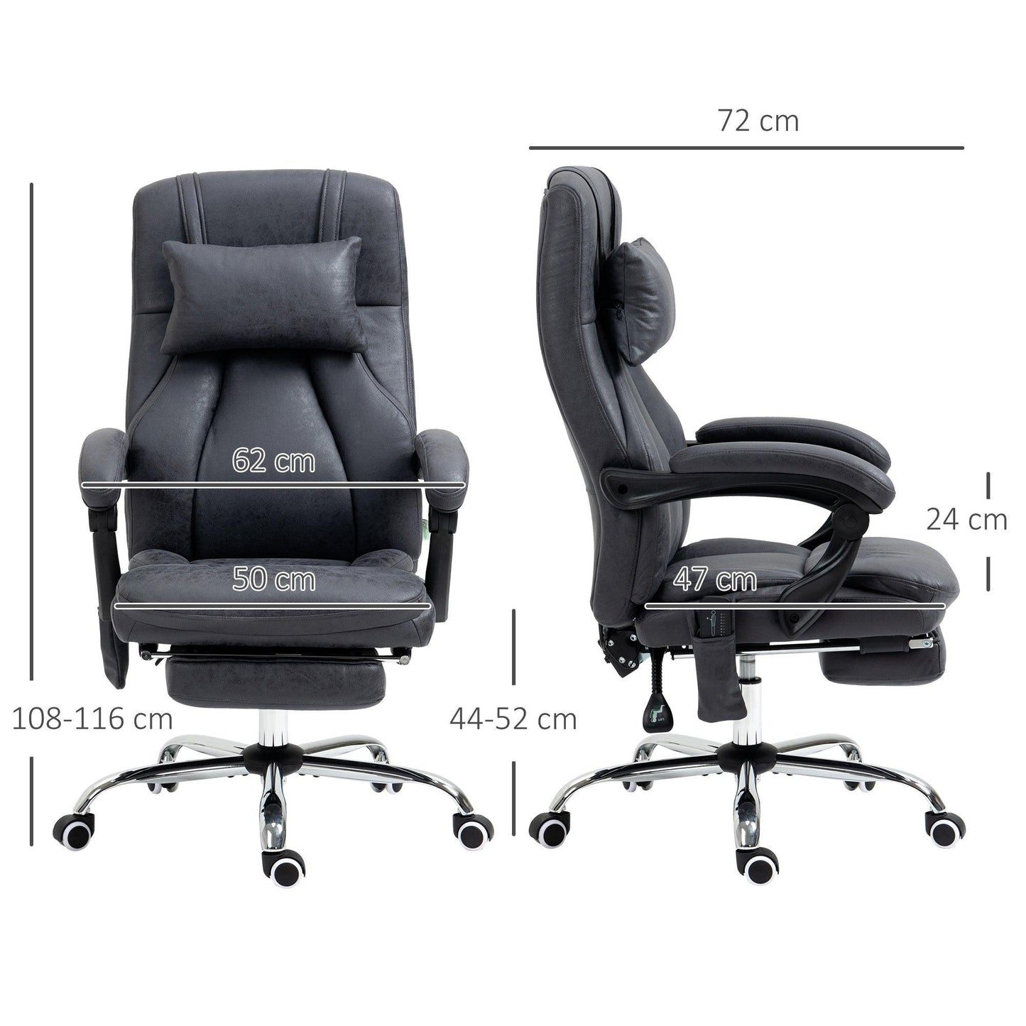 Vinsetto Reclining Office Chair with Footrest - ALL4U RETAILER LTD