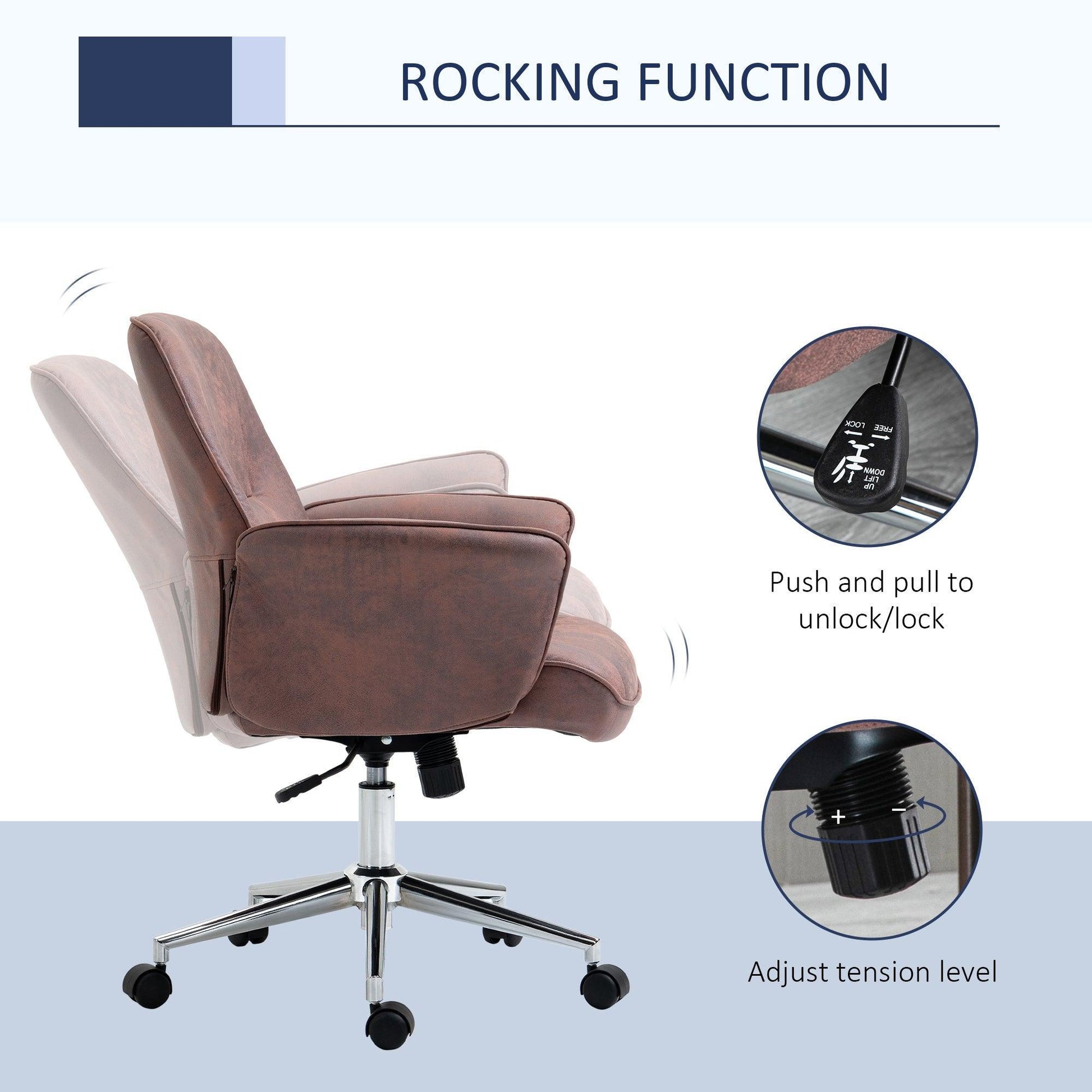 Vinsetto Red Office Chair - Swivel Wheels, Mid Back, Microfibre - ALL4U RETAILER LTD