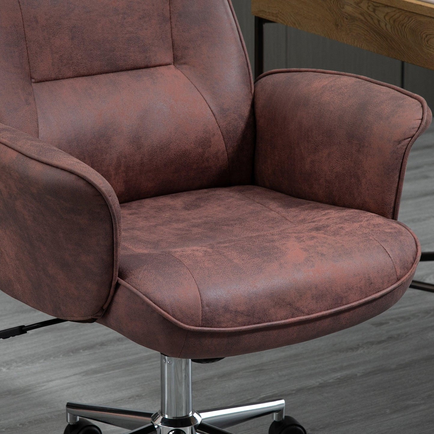 Vinsetto Red Office Chair - Swivel Wheels, Mid Back, Microfibre - ALL4U RETAILER LTD