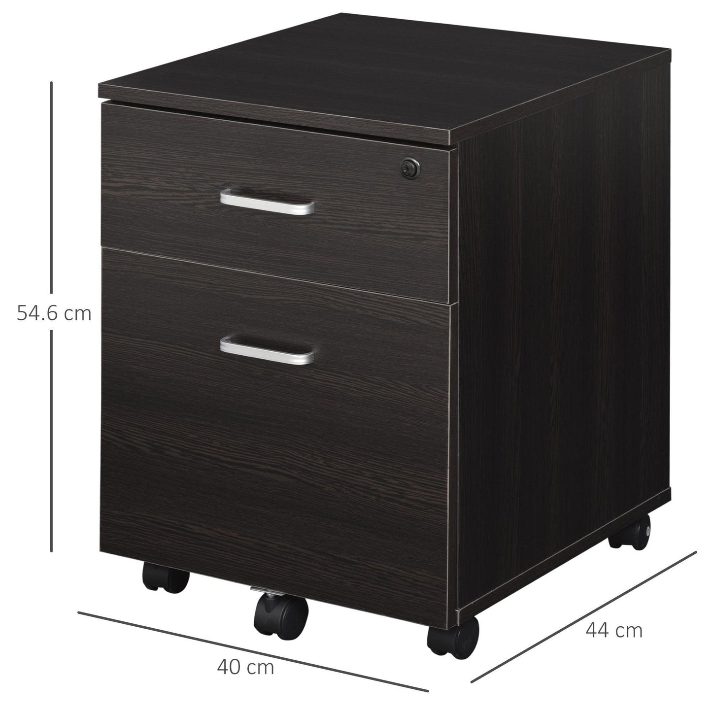 Vinsetto Rolling Office Filing Cabinet with Lock- 2 Drawers - ALL4U RETAILER LTD